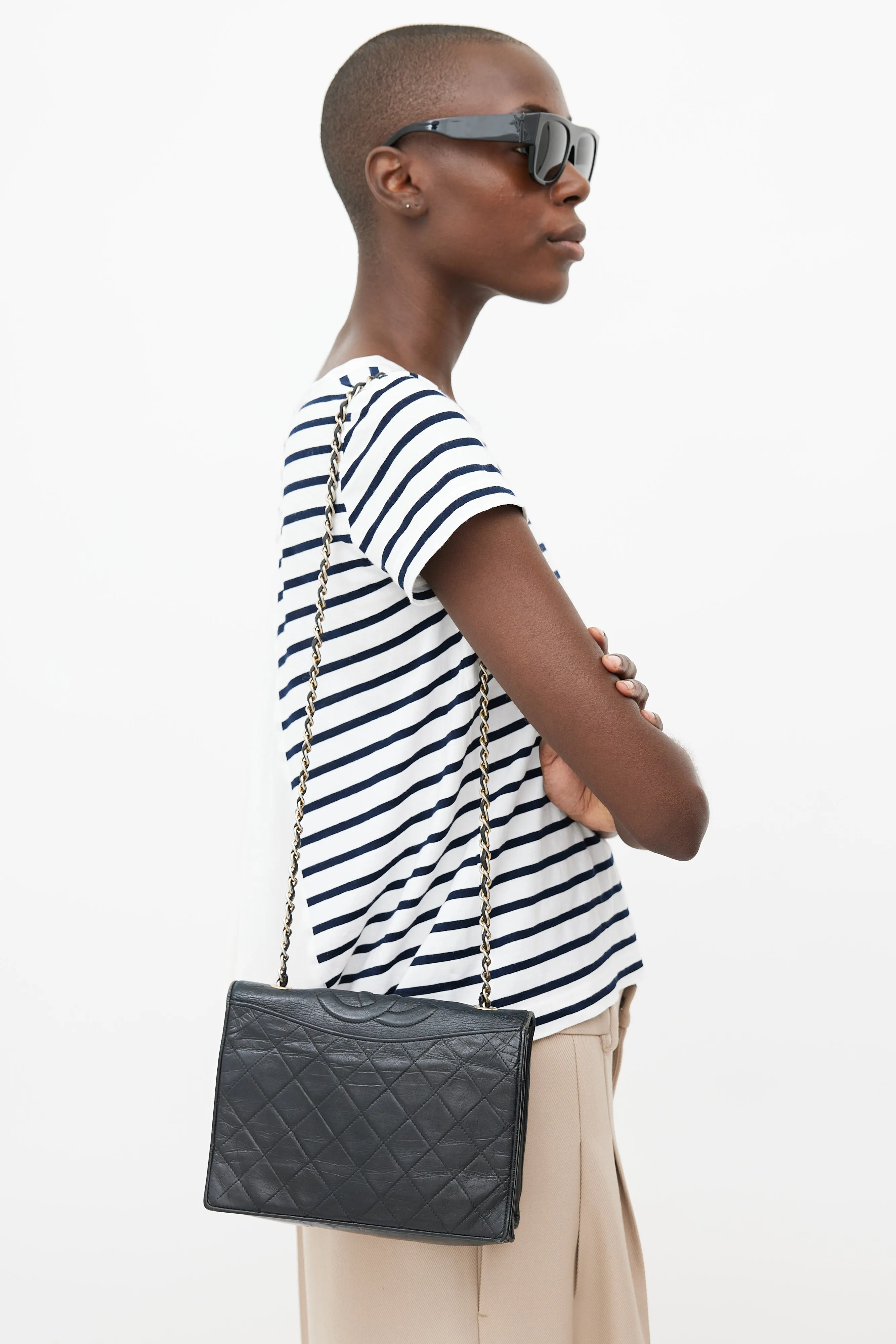 1989 Black Quilted Matelasse Shoulder Bag