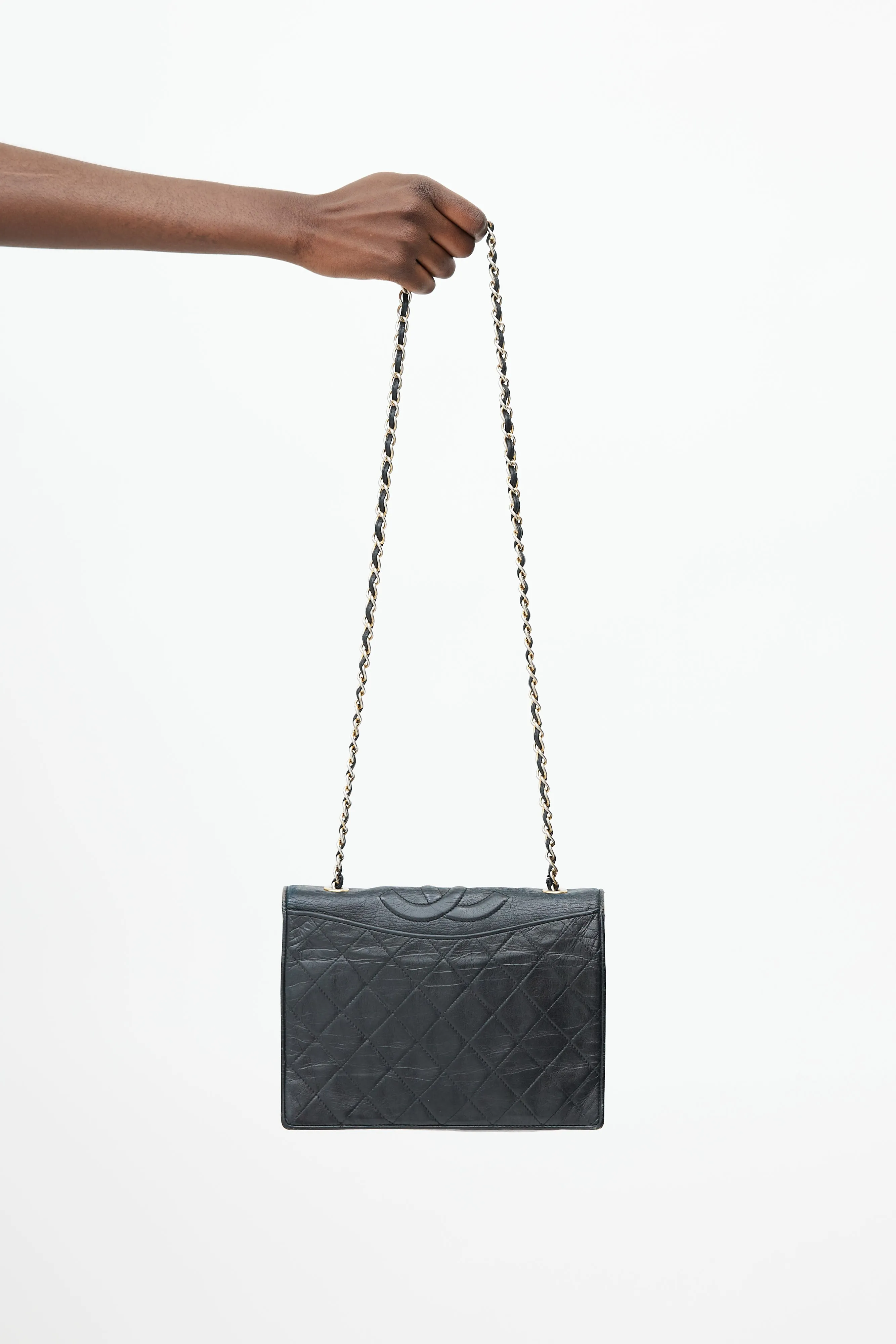 1989 Black Quilted Matelasse Shoulder Bag
