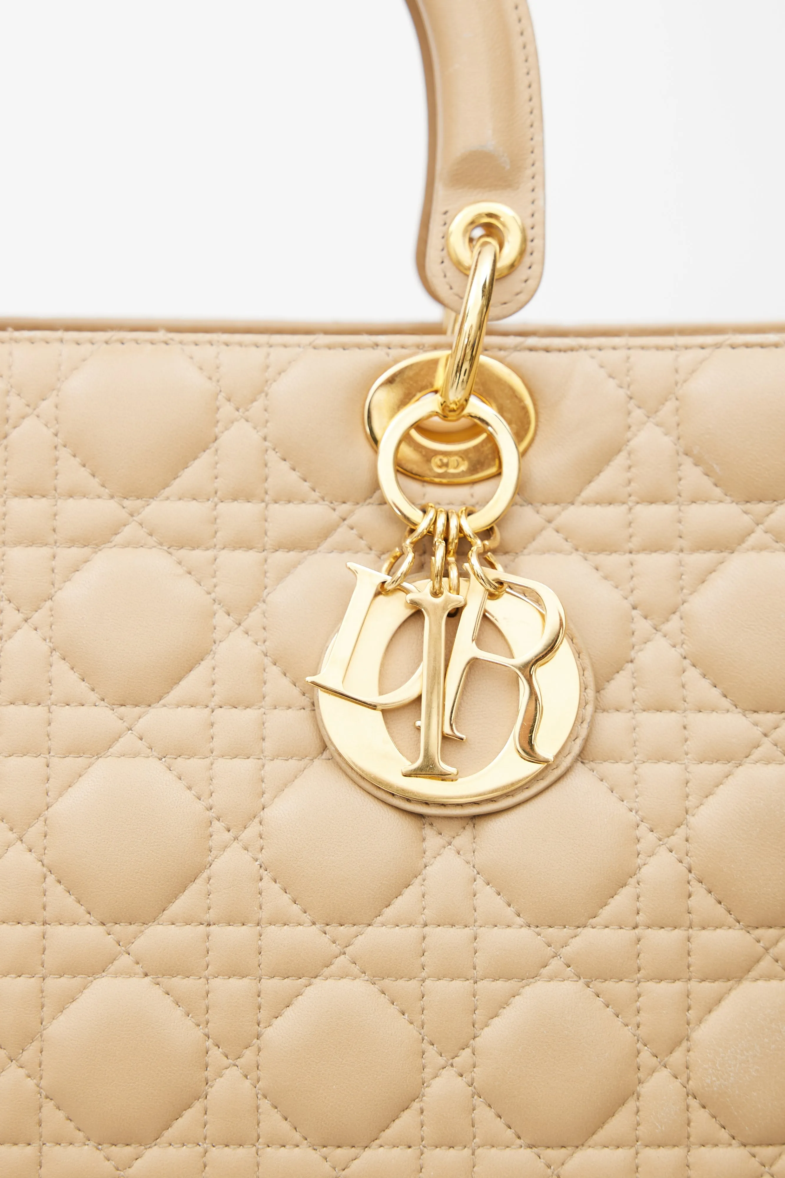 1999 Beige Quilted Leather Large Lady Dior Bag