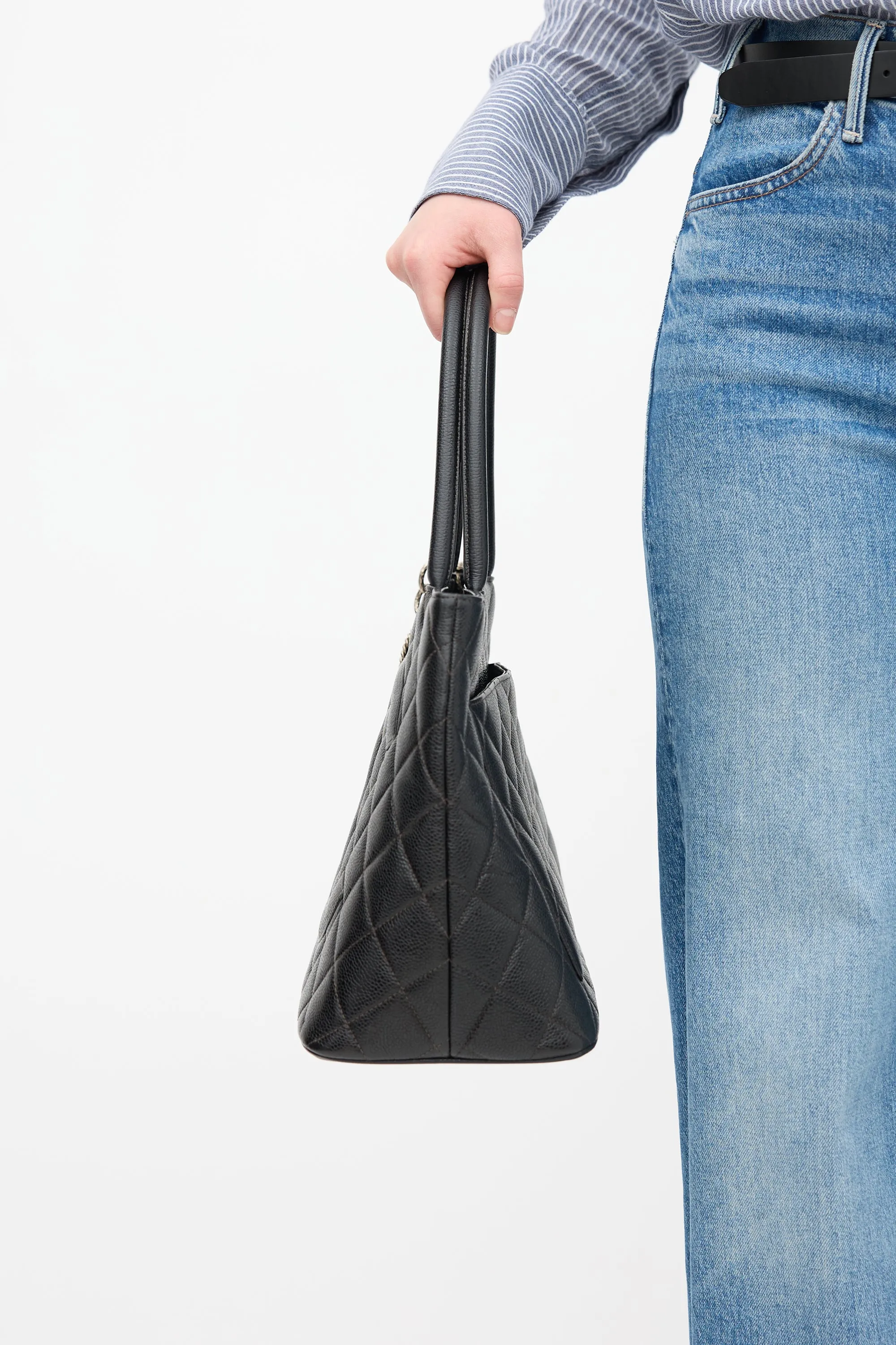 2000 Black Quilted Leather Medallion Bag