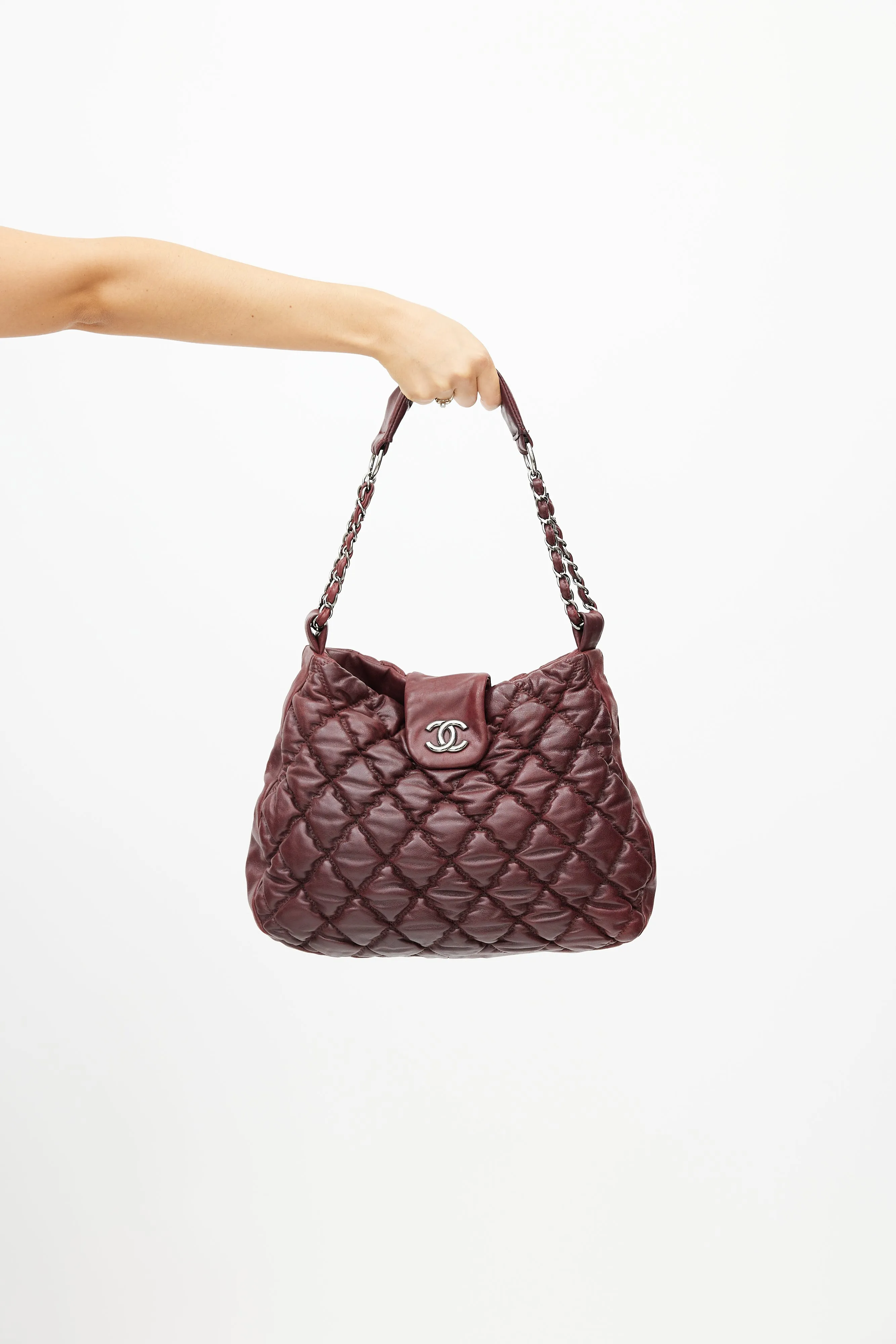 2008 Burgundy Quilted Leather Bubble Bag