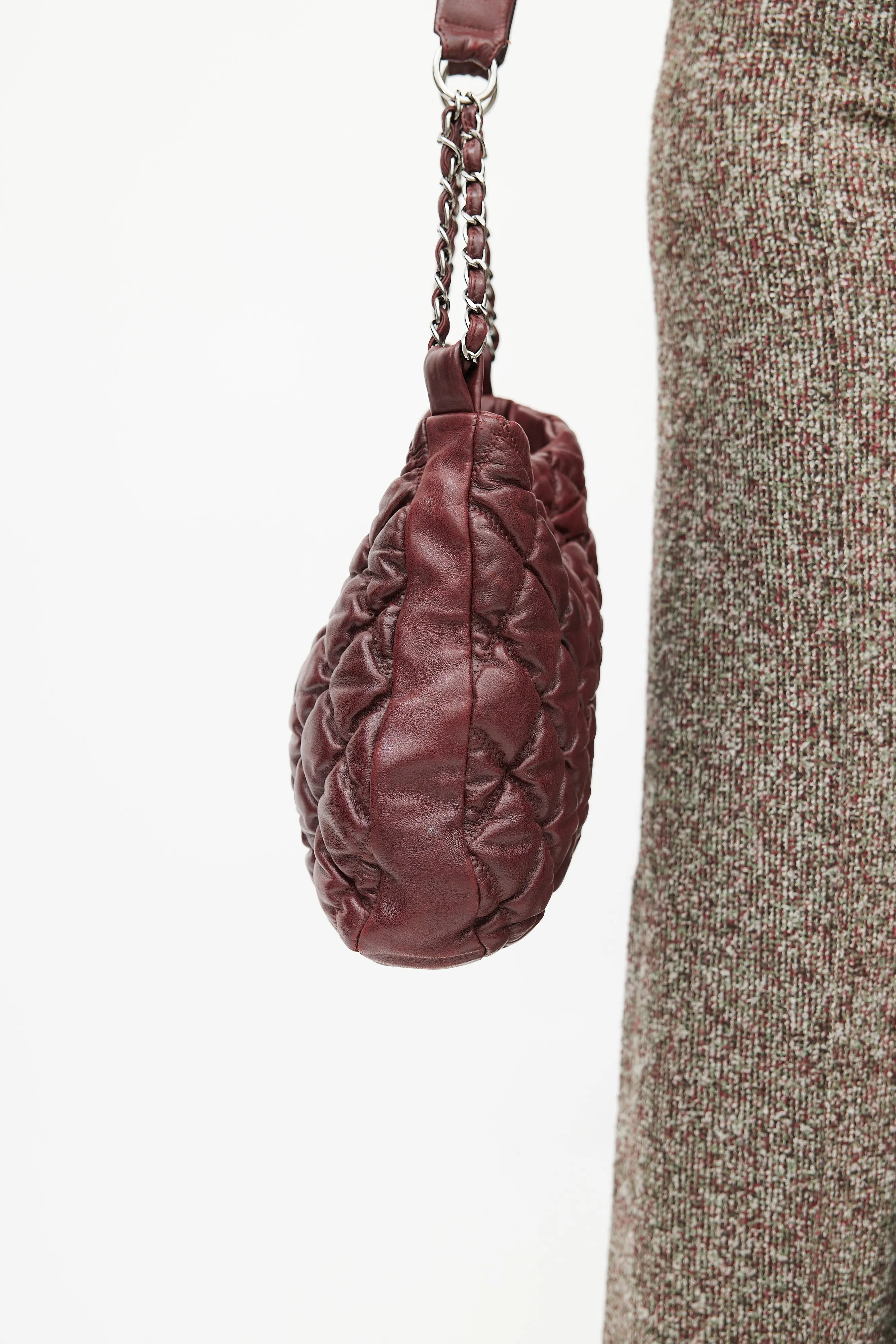 2008 Burgundy Quilted Leather Bubble Bag