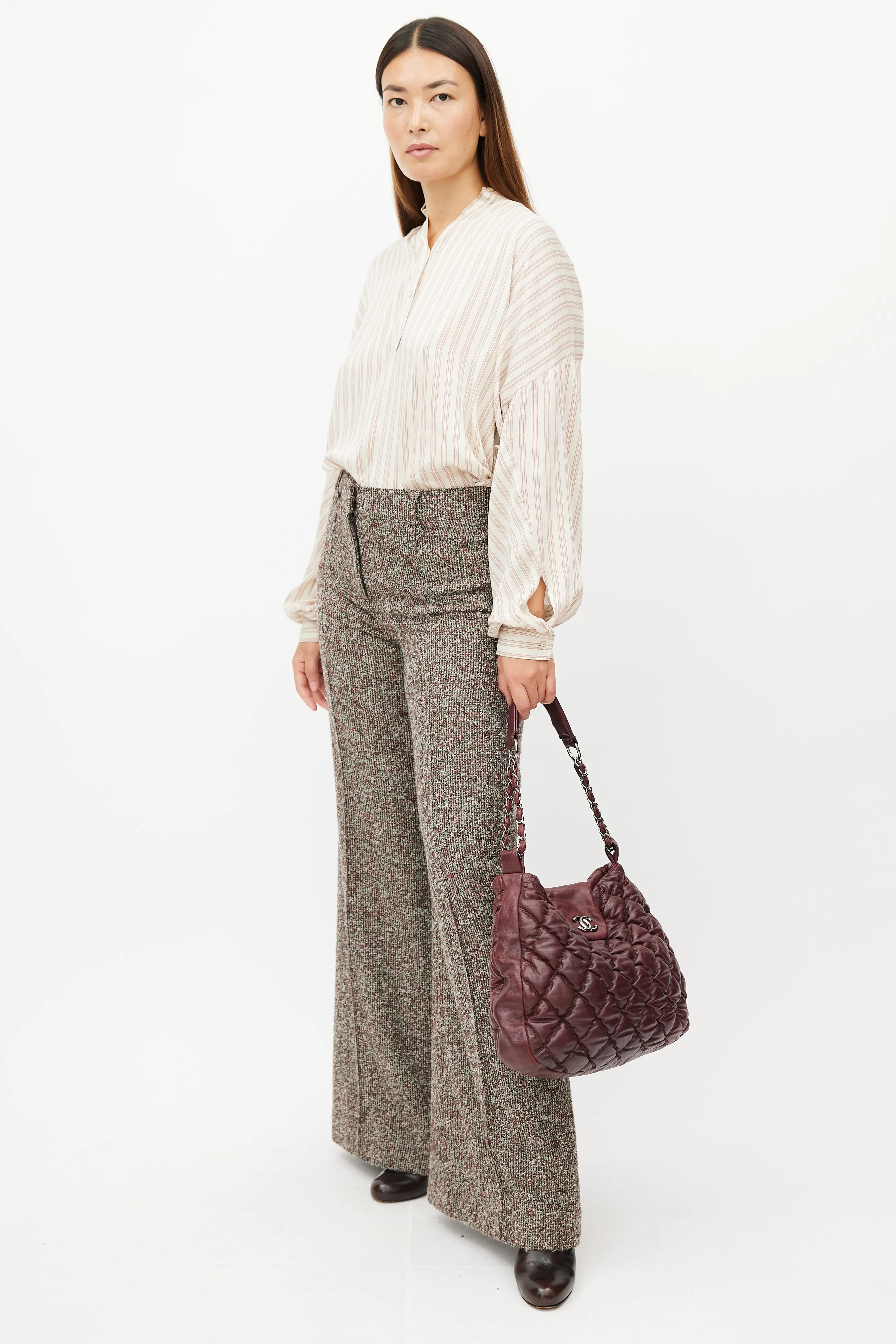 2008 Burgundy Quilted Leather Bubble Bag
