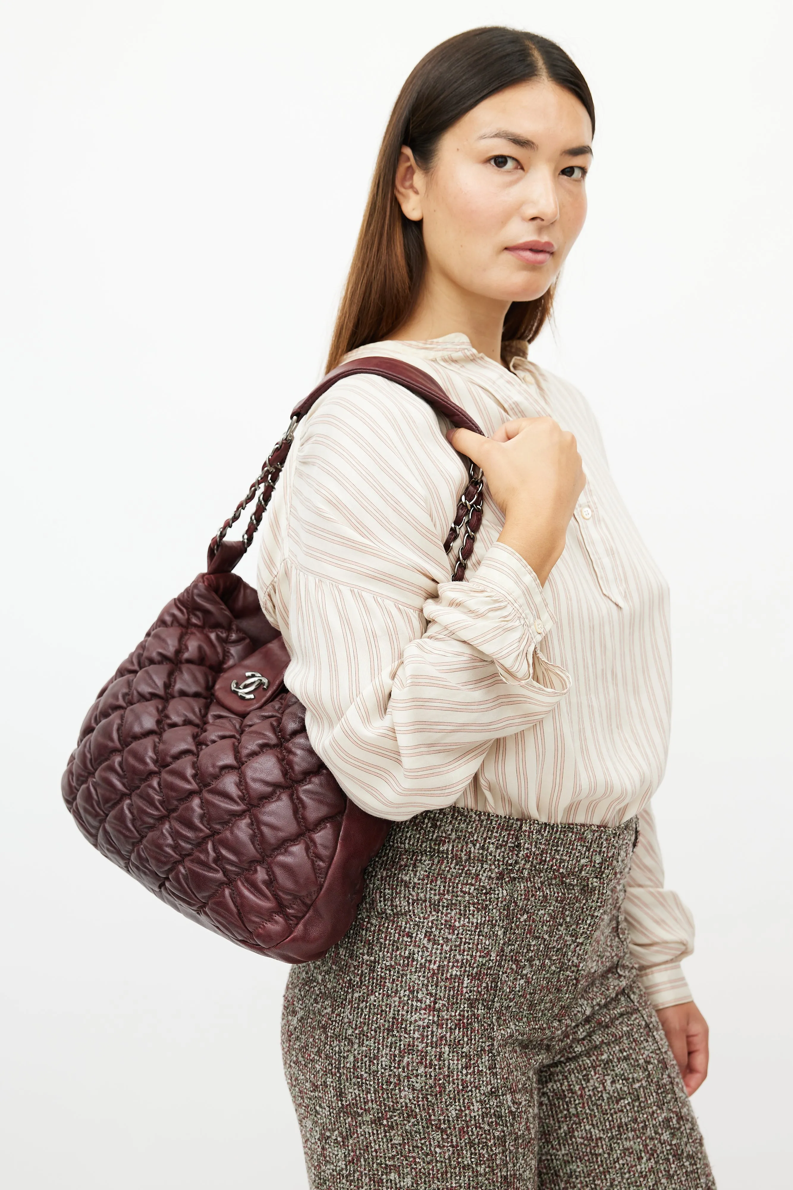 2008 Burgundy Quilted Leather Bubble Bag