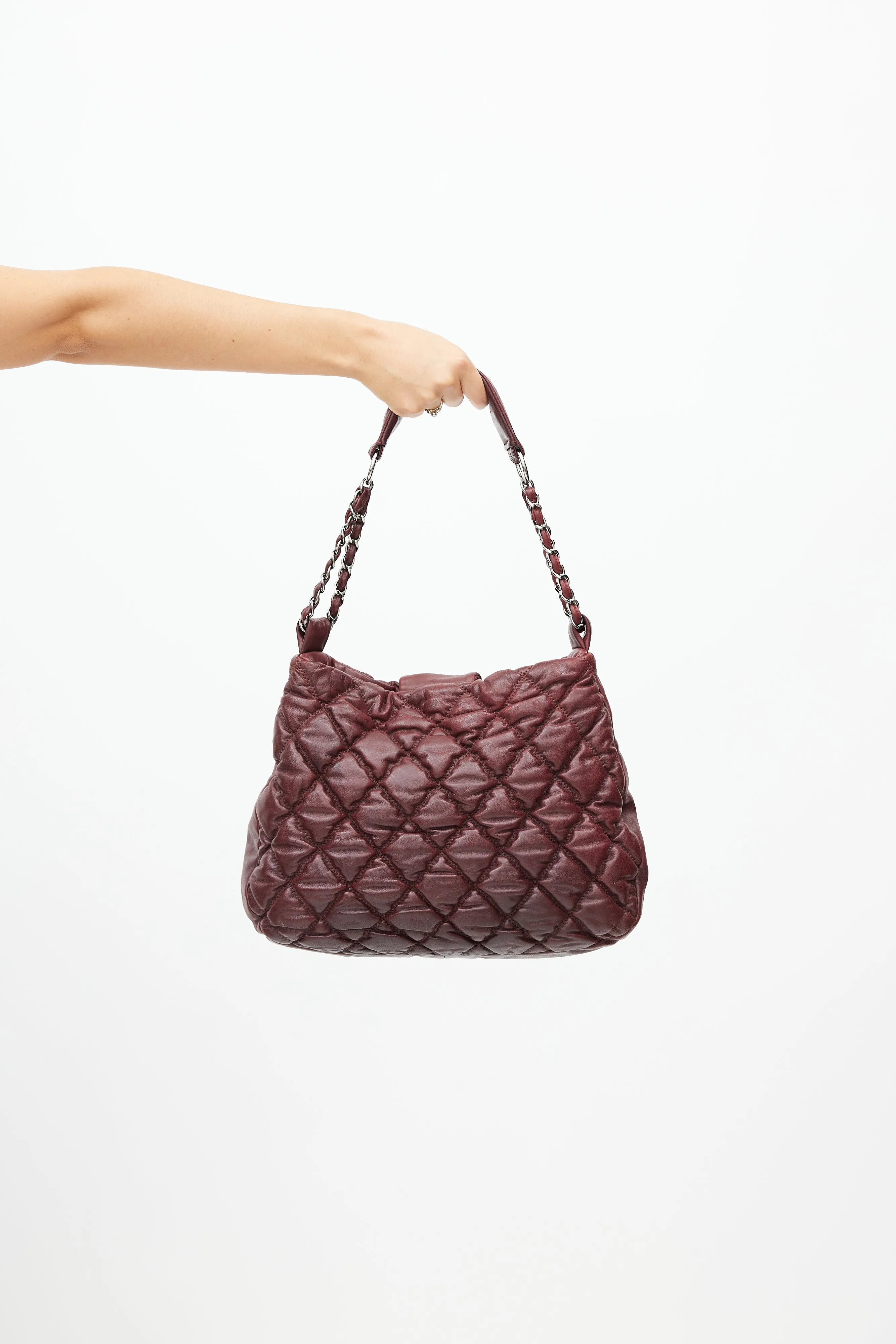 2008 Burgundy Quilted Leather Bubble Bag