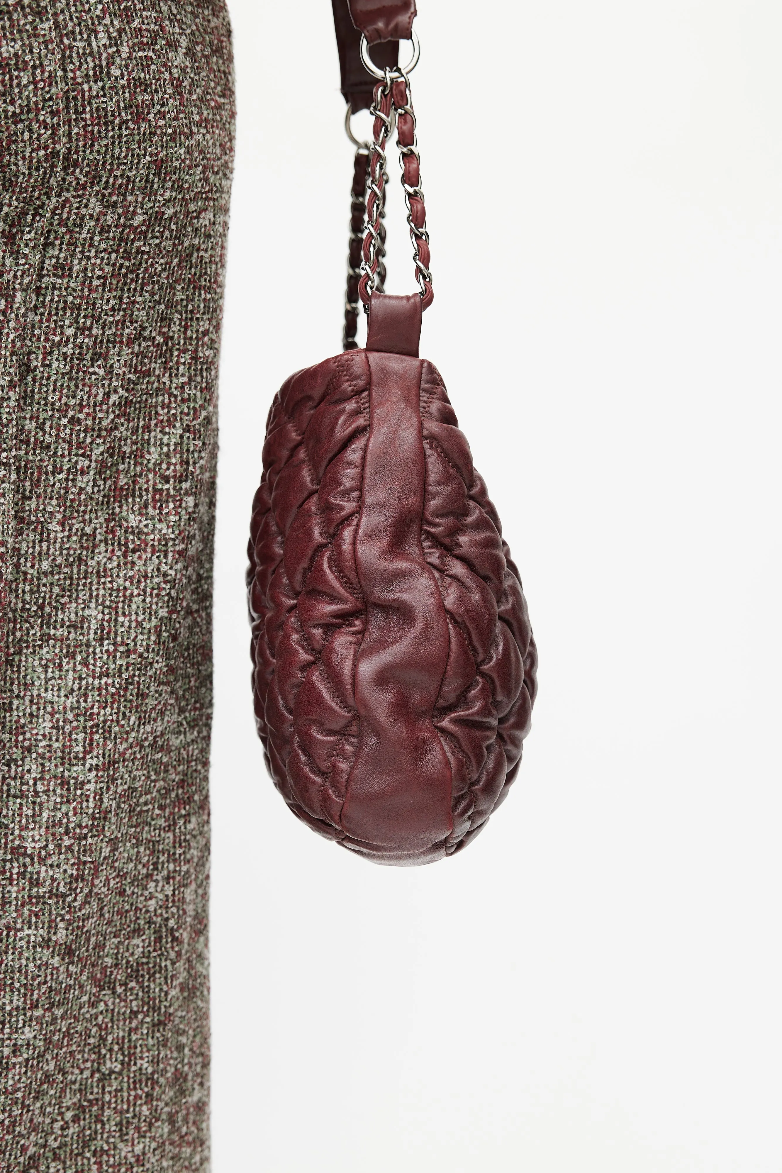 2008 Burgundy Quilted Leather Bubble Bag