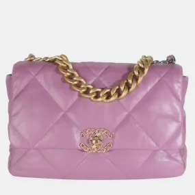 20B Purple Quilted Lambskin Medium 19 Flap Bag