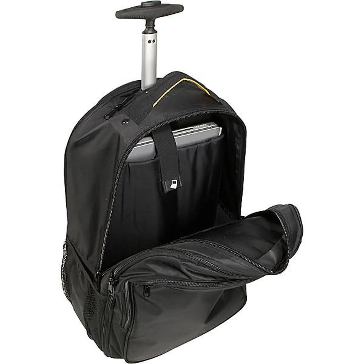 A. Saks DXL Expandable Black Wheeled Laptop Backpack Trolley