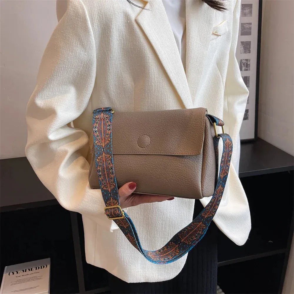 binfenxie  Women Retro Crossbody Purse Bags Litchi Pattern Soft PU Solid Color Messenger Side Bag Latest Branded Shoulder Totes