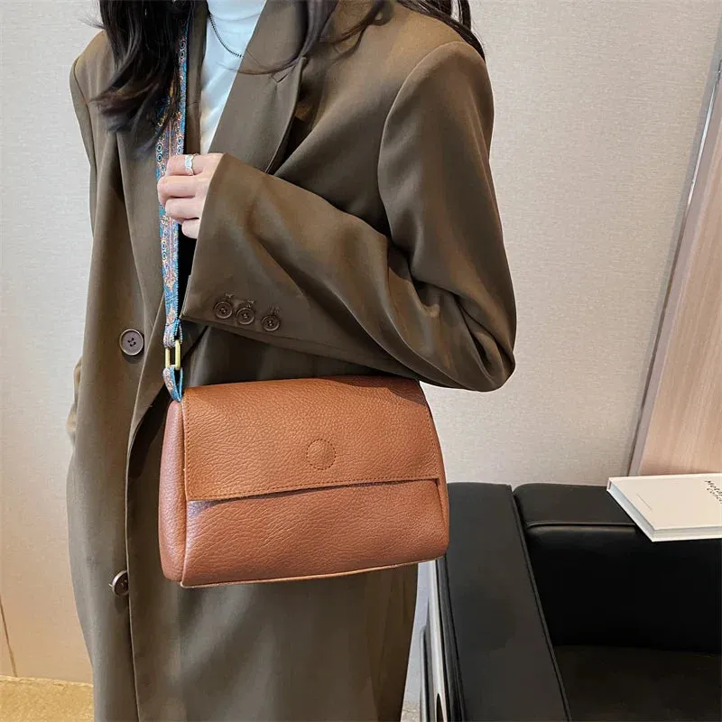 binfenxie  Women Retro Crossbody Purse Bags Litchi Pattern Soft PU Solid Color Messenger Side Bag Latest Branded Shoulder Totes