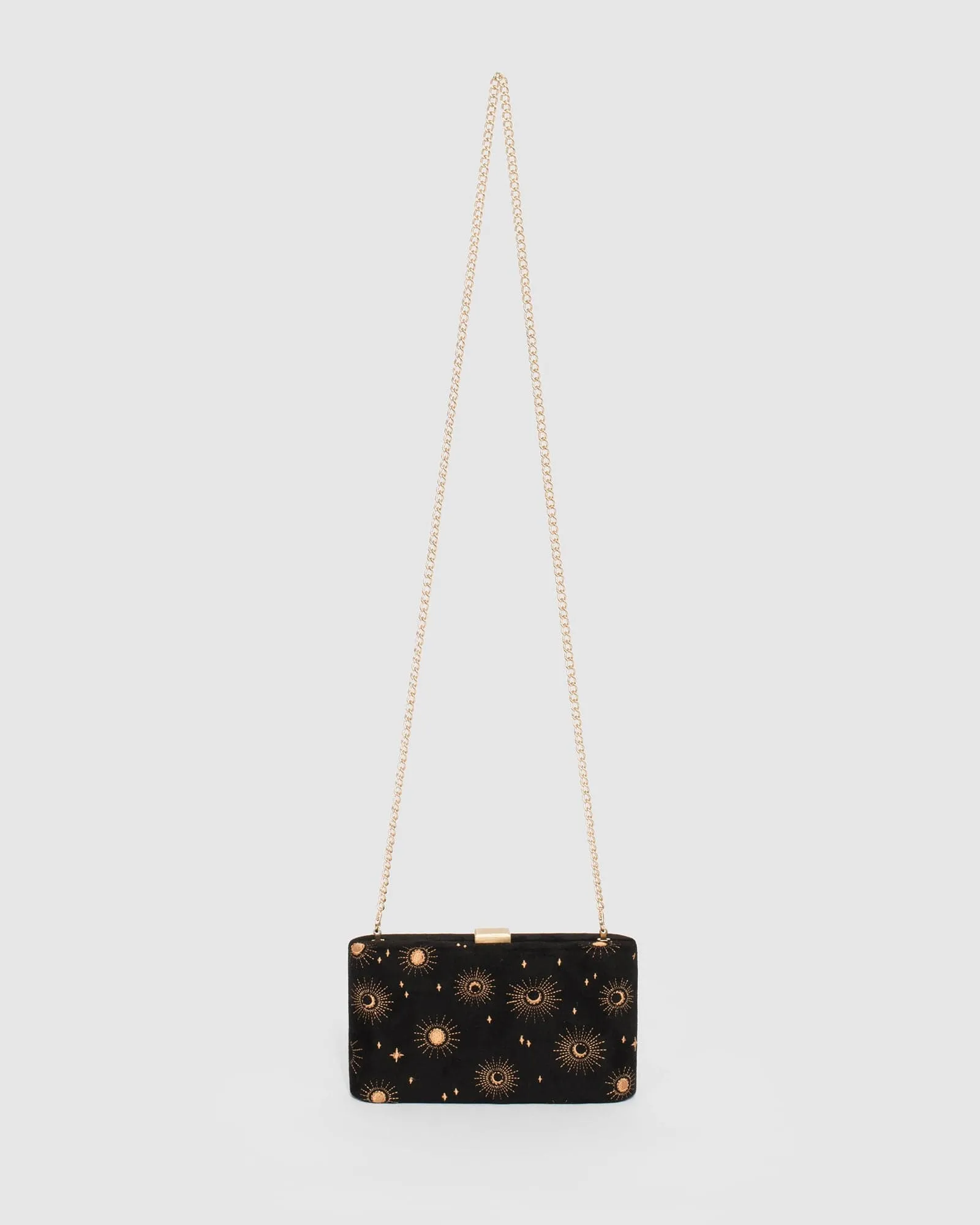 Black Annalise Embroidered Clutch Bag