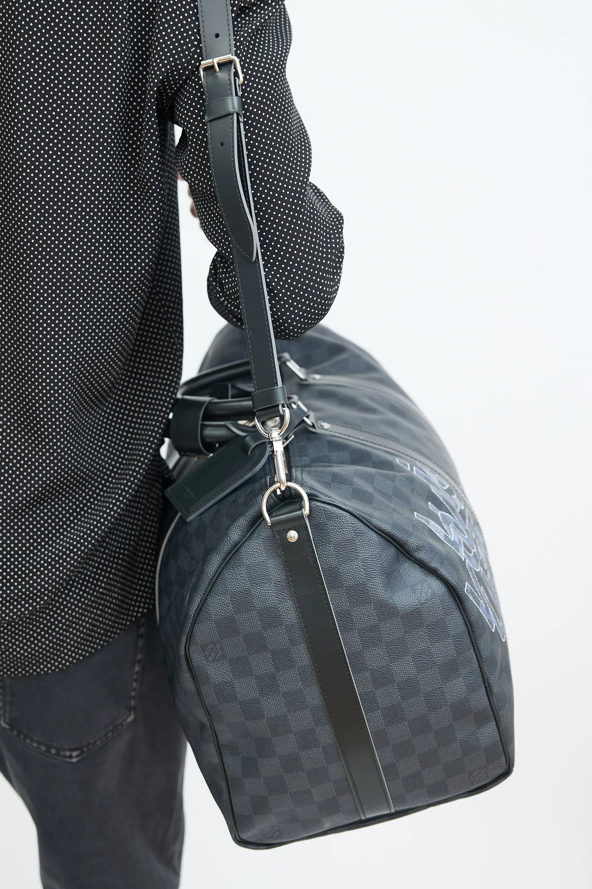 Black Damier Graphite Keepall Bandoulière 50 Duffle Bag
