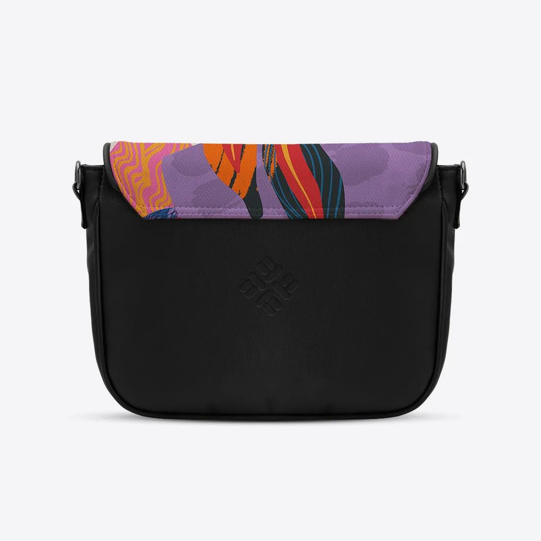 Black Messenger Crossbody Colored Flowers