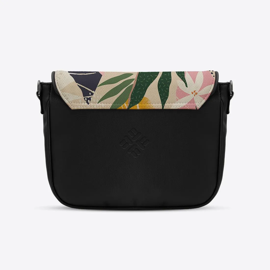 Black Messenger Crossbody Leaves