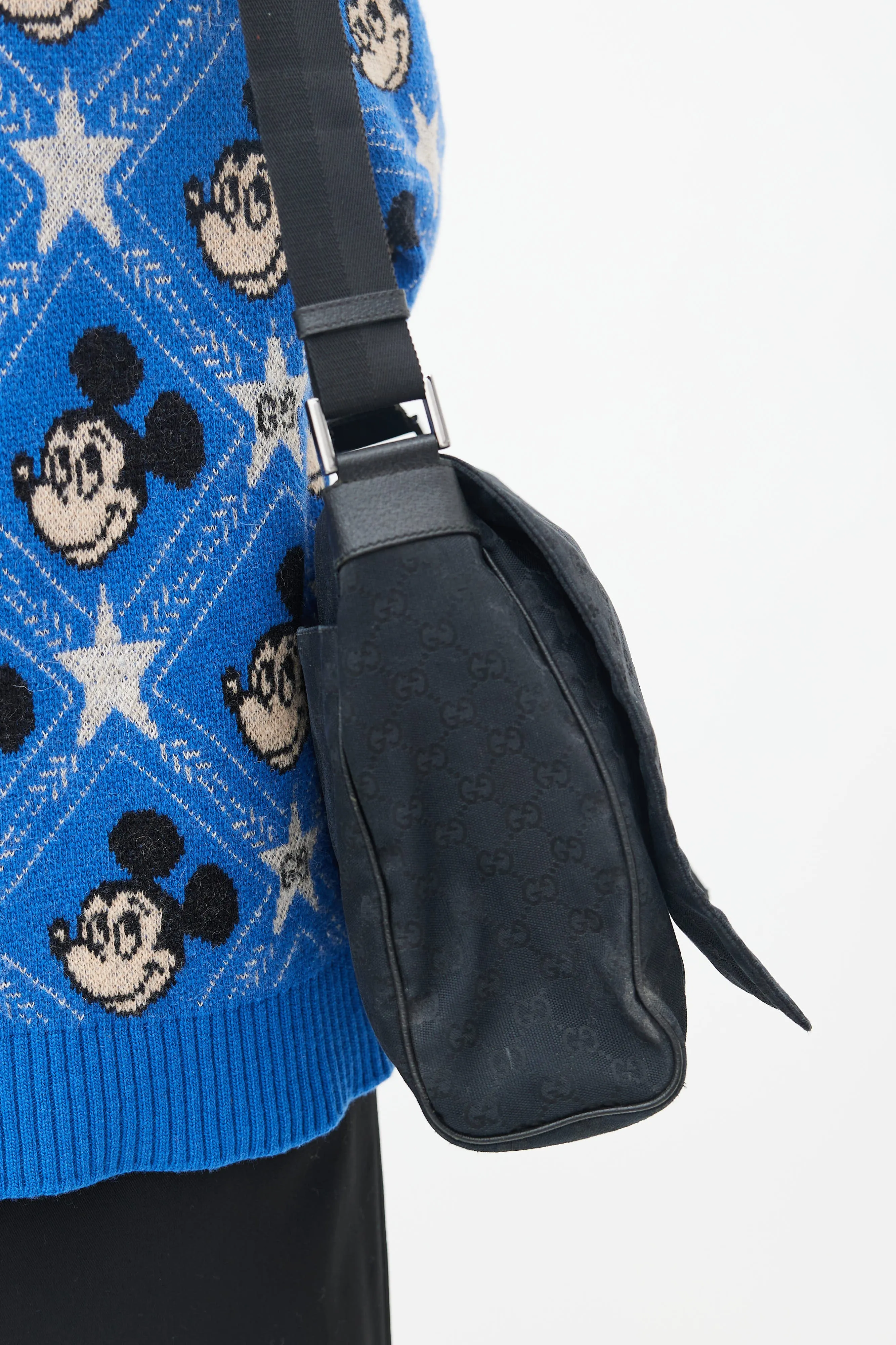 Black Monogram Canvas Messenger