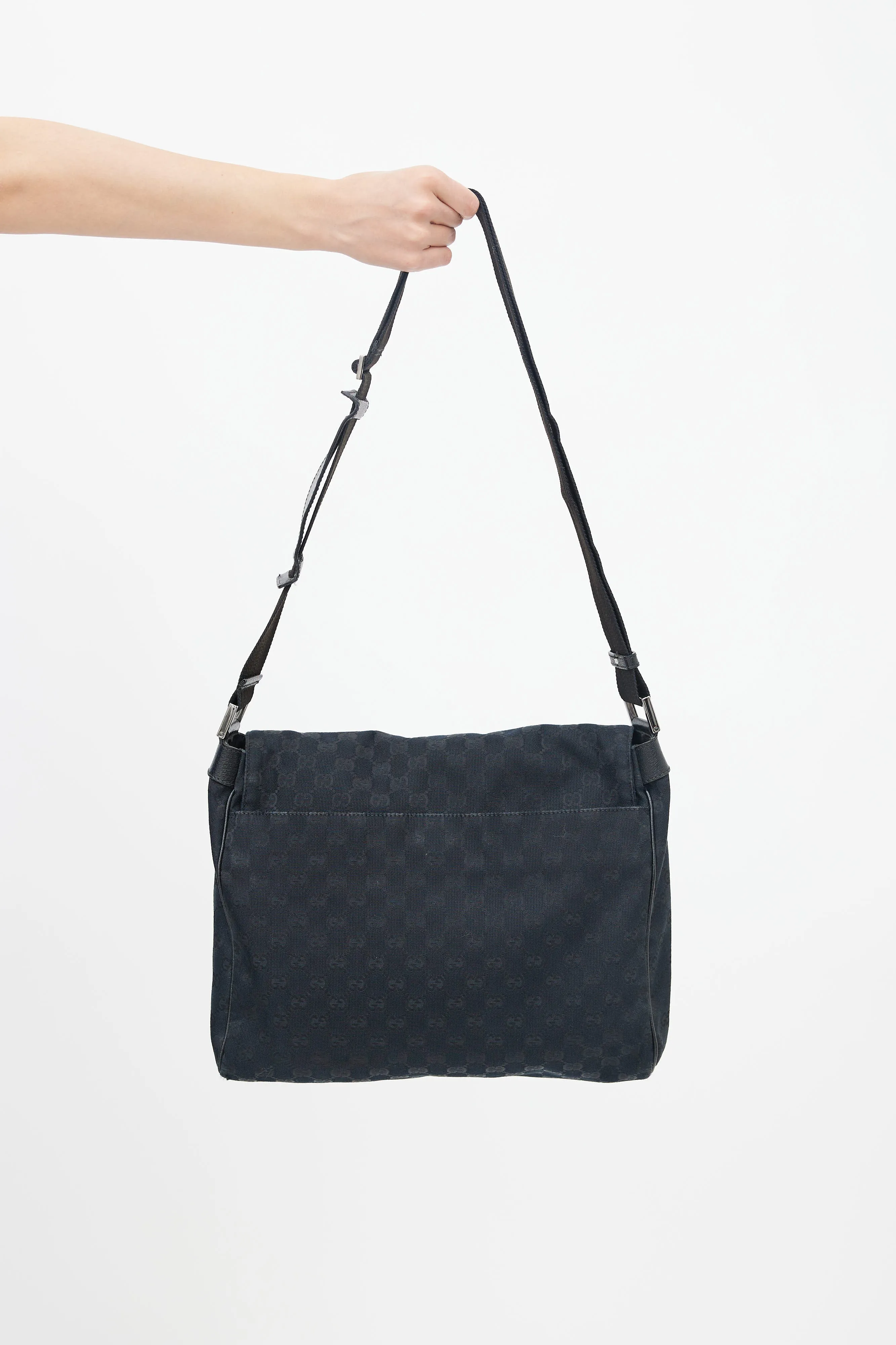 Black Monogram Canvas Messenger