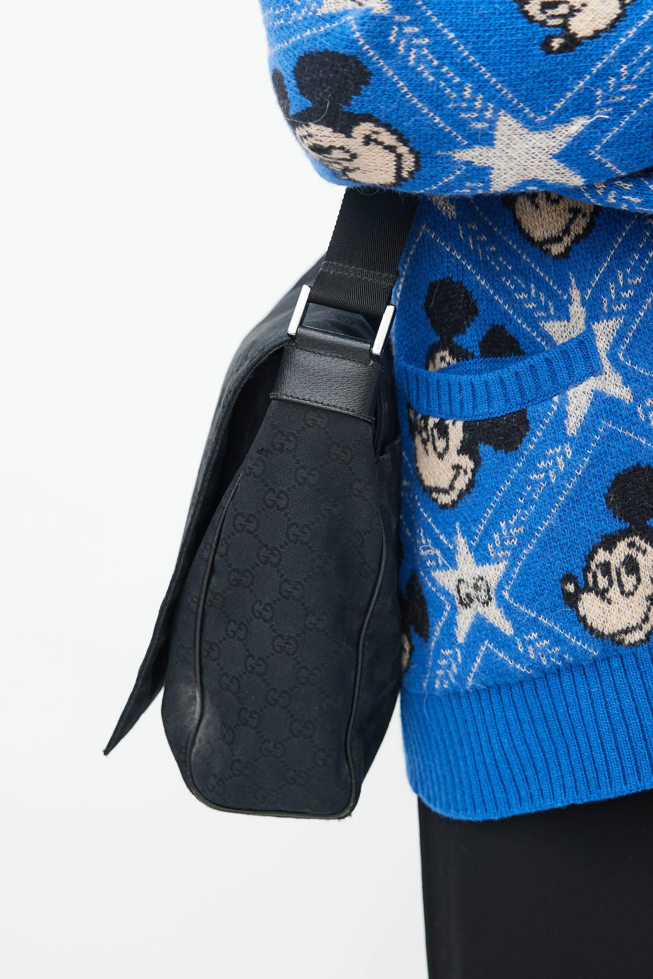 Black Monogram Canvas Messenger