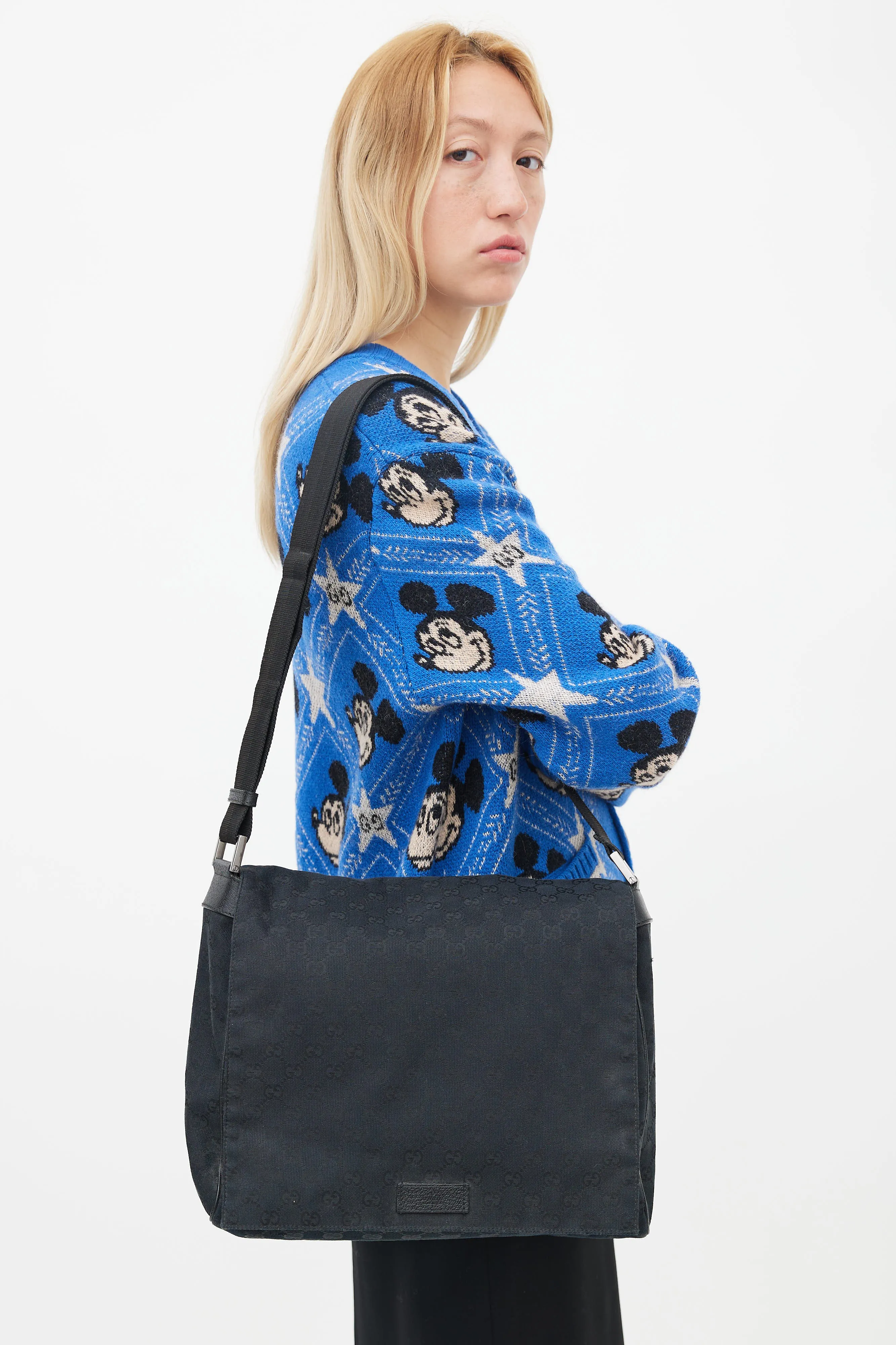 Black Monogram Canvas Messenger
