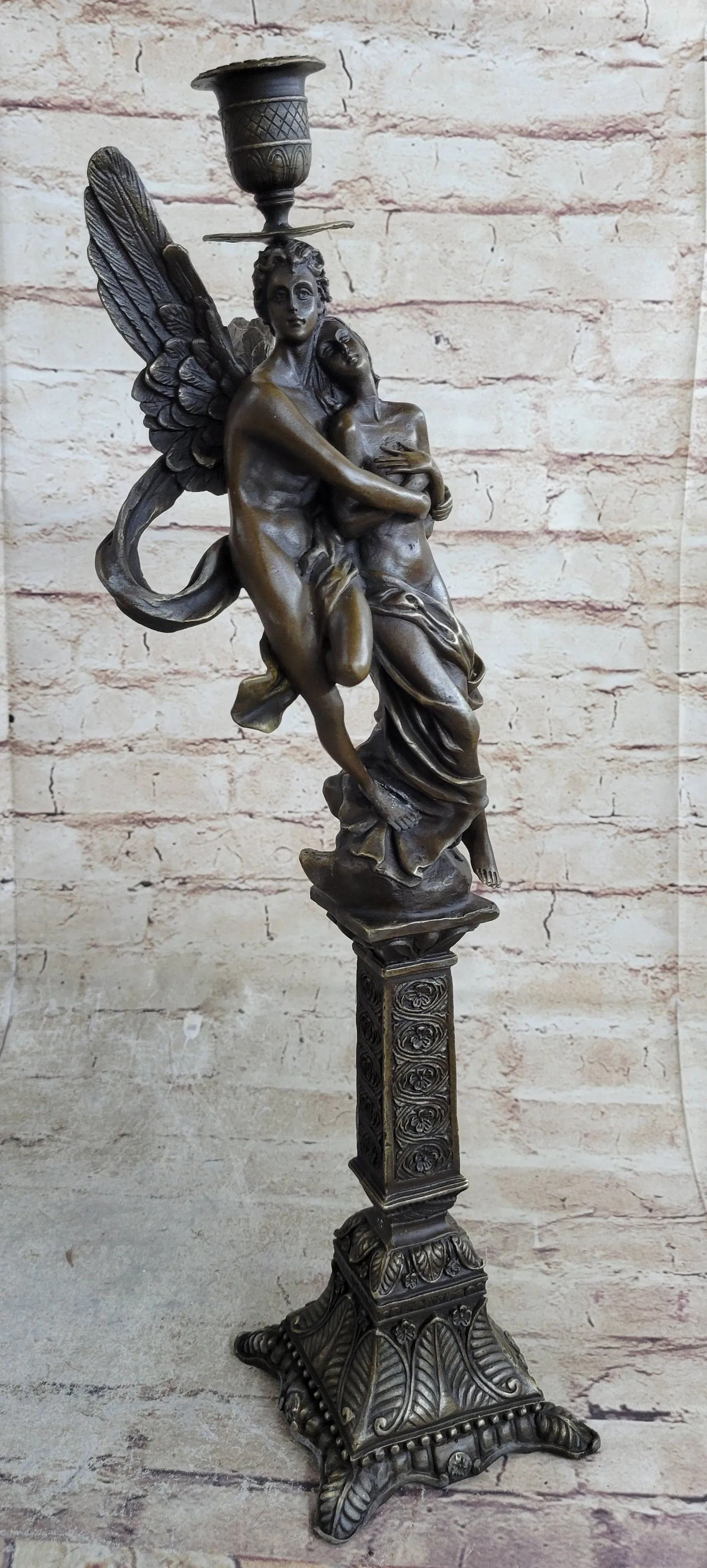 Bronze Marble Statue Cupid Psyche Eros Aphrodite Venus Winged Lovers Romantic N