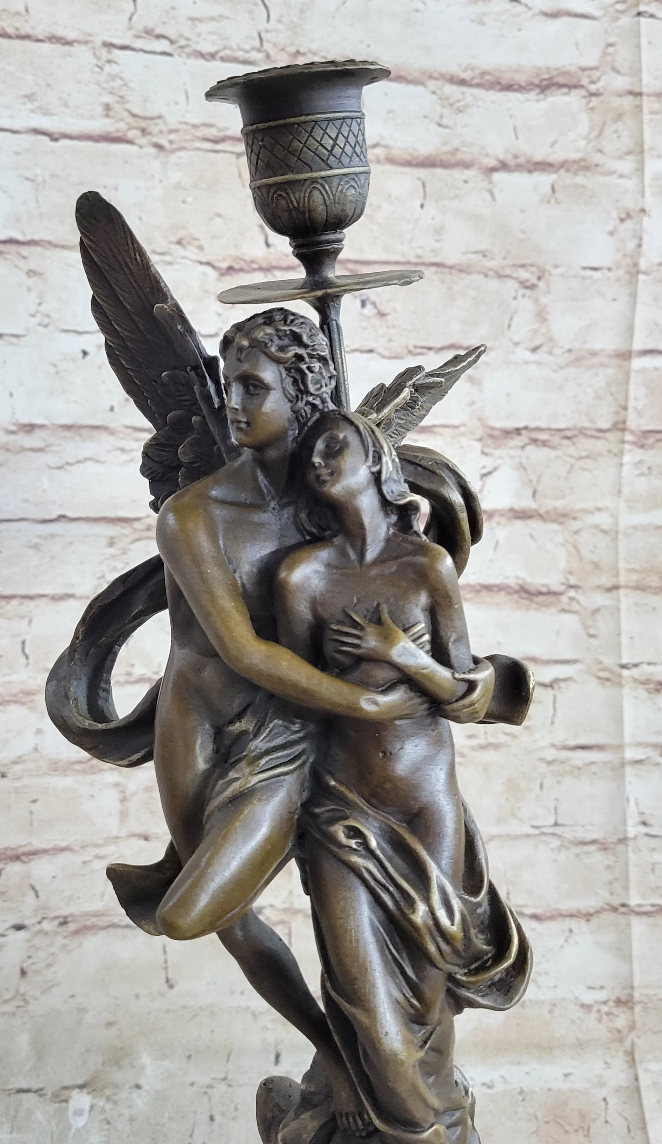 Bronze Marble Statue Cupid Psyche Eros Aphrodite Venus Winged Lovers Romantic N