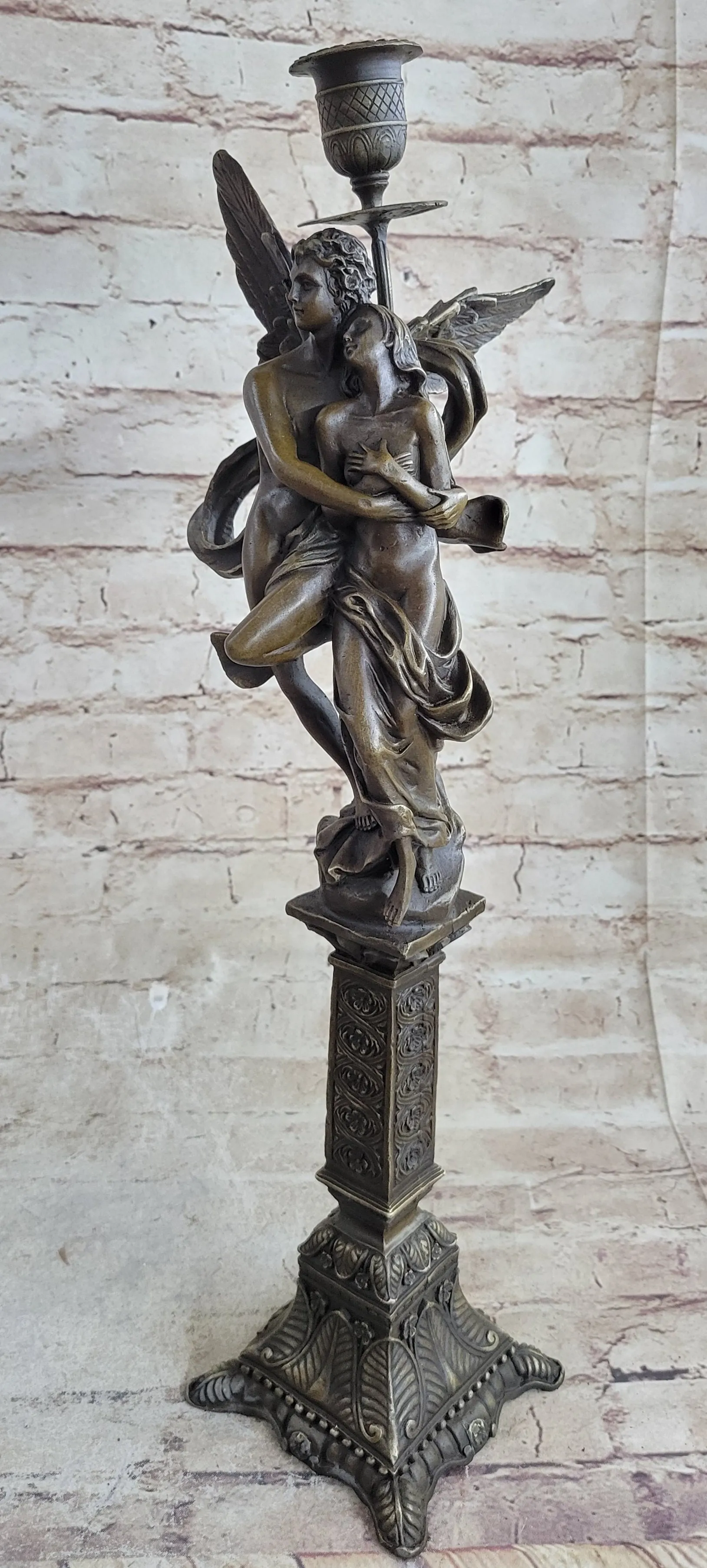 Bronze Marble Statue Cupid Psyche Eros Aphrodite Venus Winged Lovers Romantic N