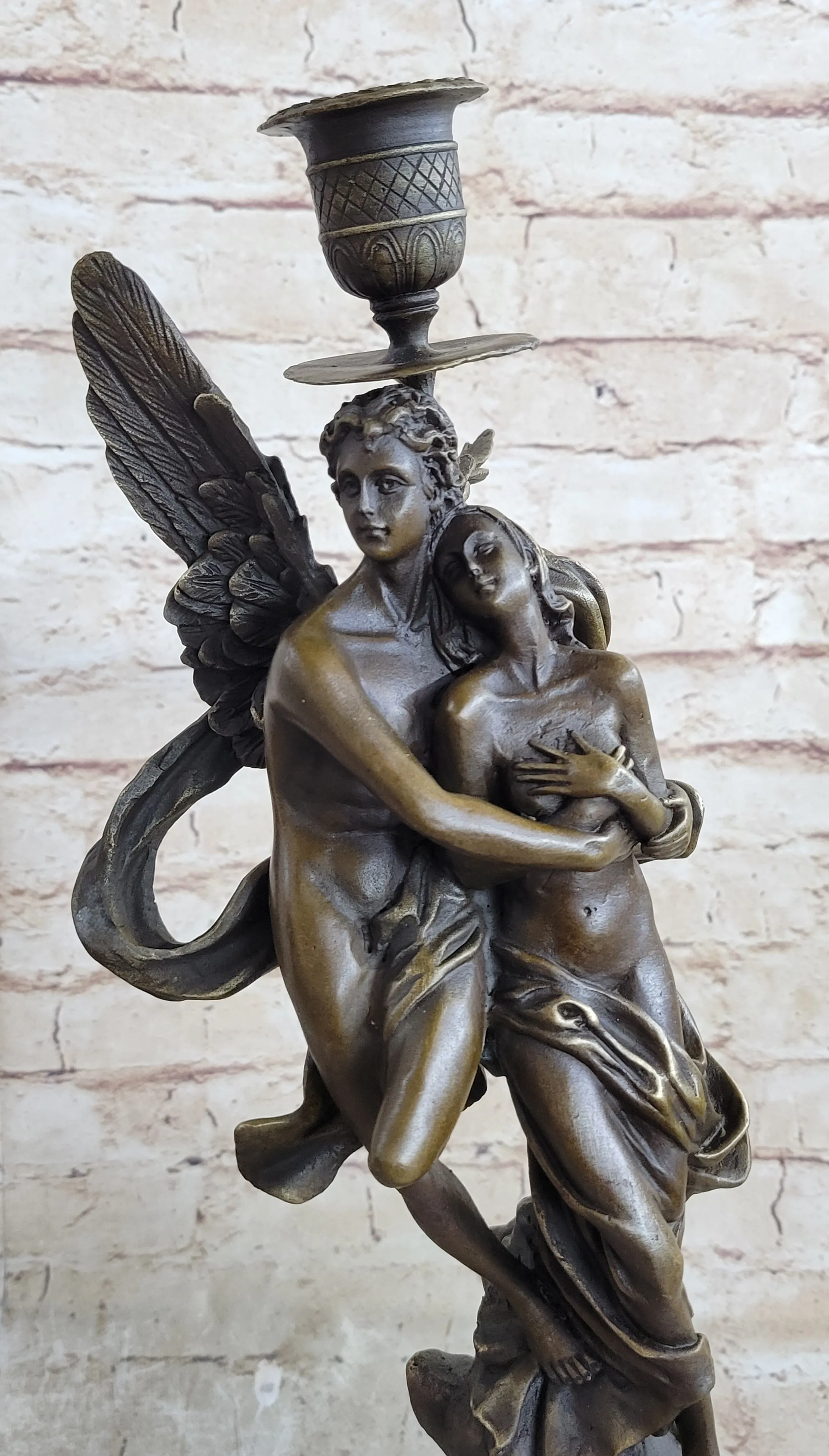Bronze Marble Statue Cupid Psyche Eros Aphrodite Venus Winged Lovers Romantic N