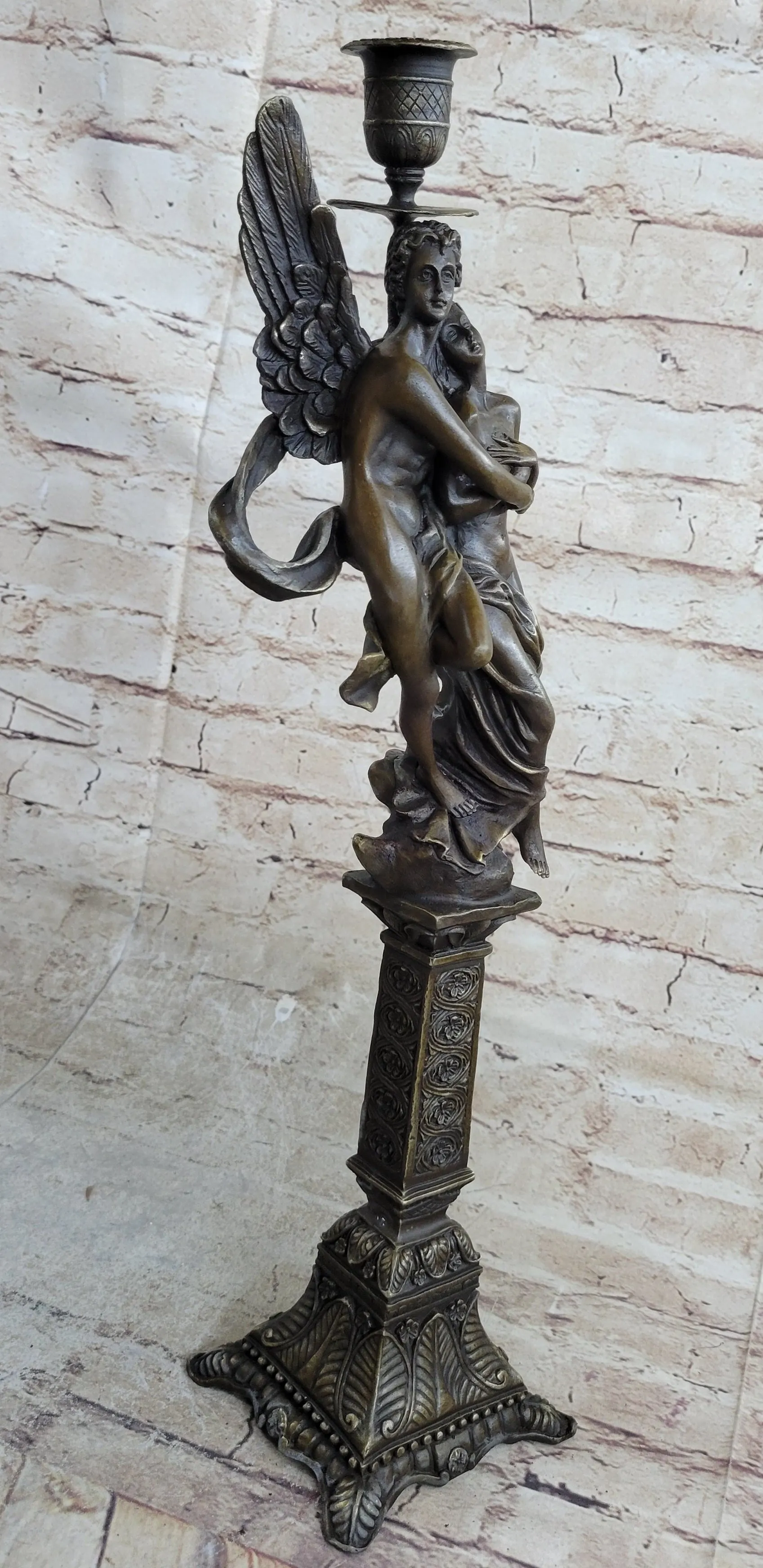 Bronze Marble Statue Cupid Psyche Eros Aphrodite Venus Winged Lovers Romantic N