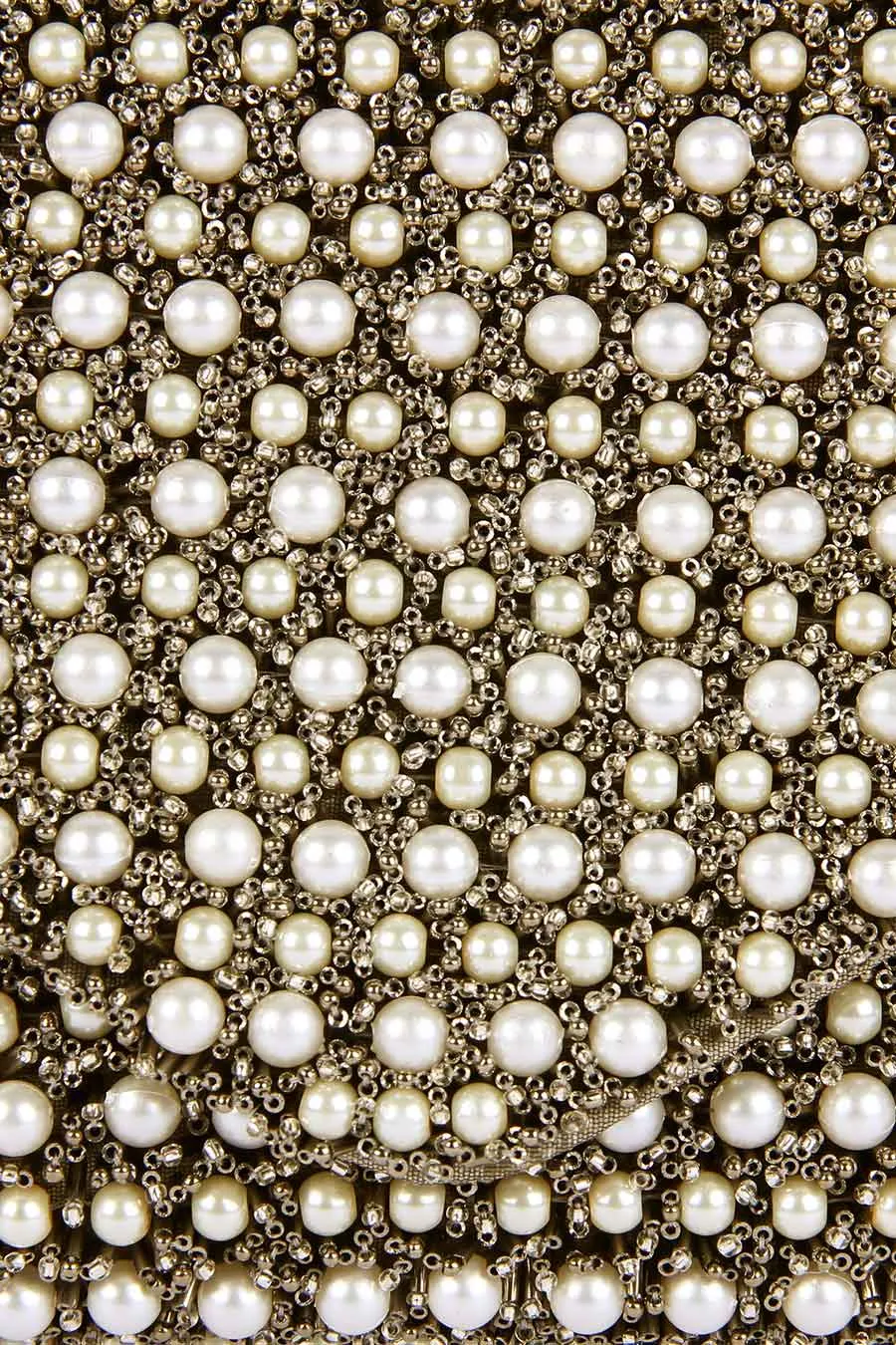 Bronze Pearl & Beads Hand-Embroidered Clutch