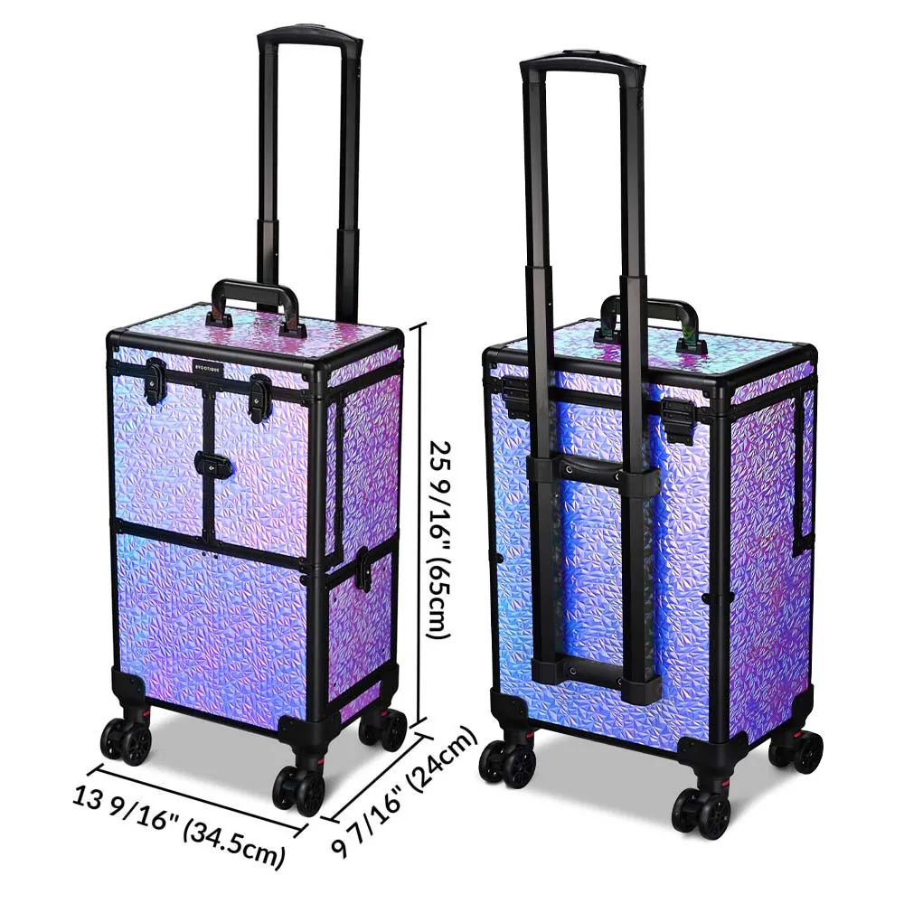 Byootique Makeup Case FuHold Cosmetology Rolling Case with Drawer