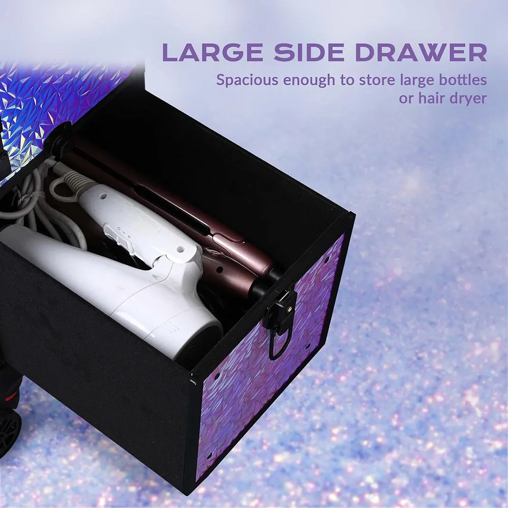 Byootique Makeup Case FuHold Cosmetology Rolling Case with Drawer