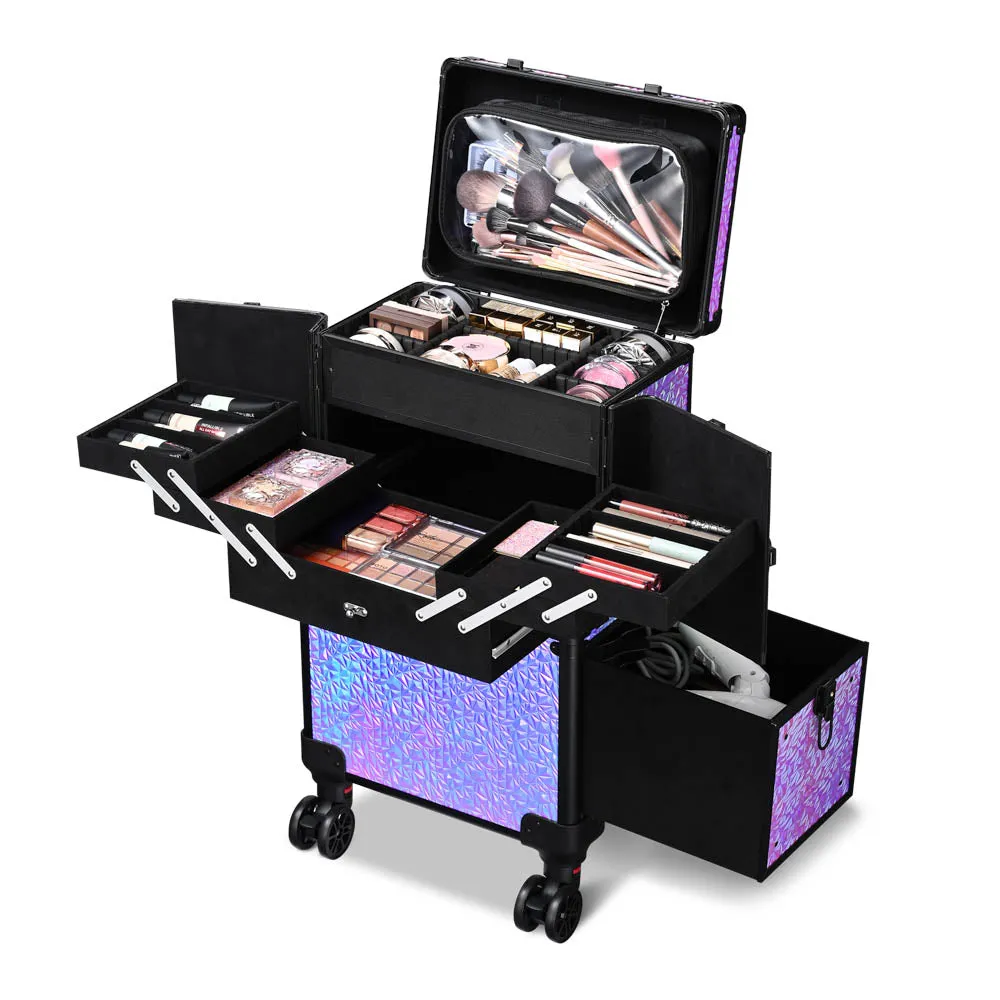 Byootique Makeup Case FuHold Cosmetology Rolling Case with Drawer