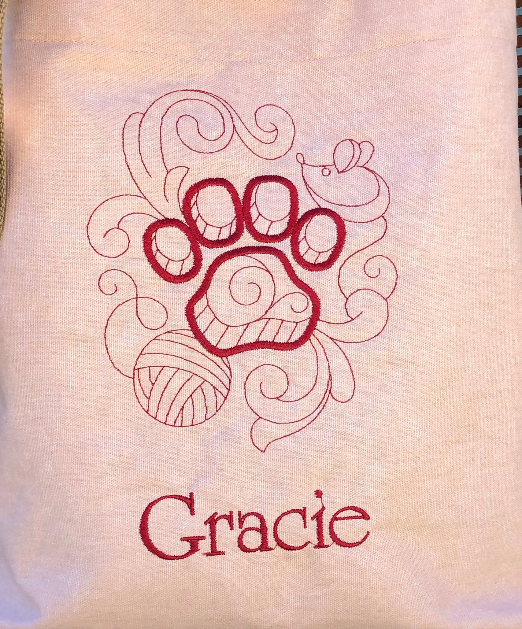 Cat Paw Embroidered "Gracie" Tote Bag | stitchywoman.net