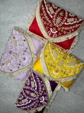 Chain Handle Embroidered Clutch