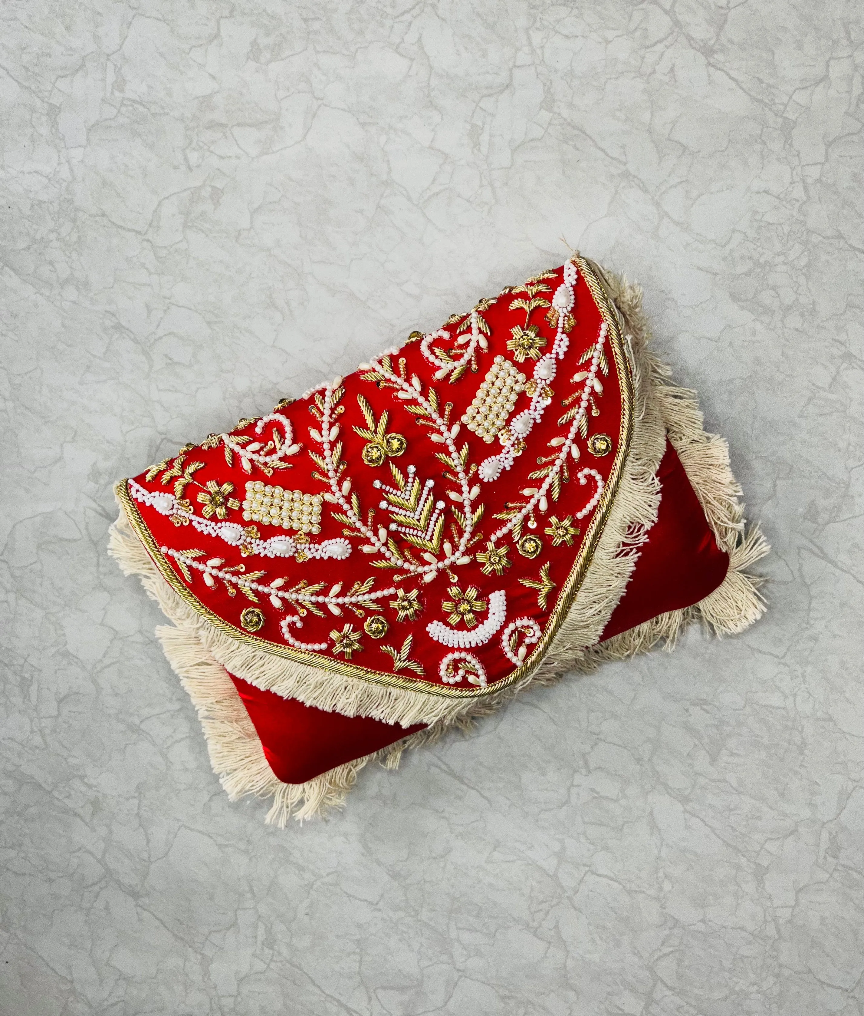 Chain Handle Embroidered Clutch