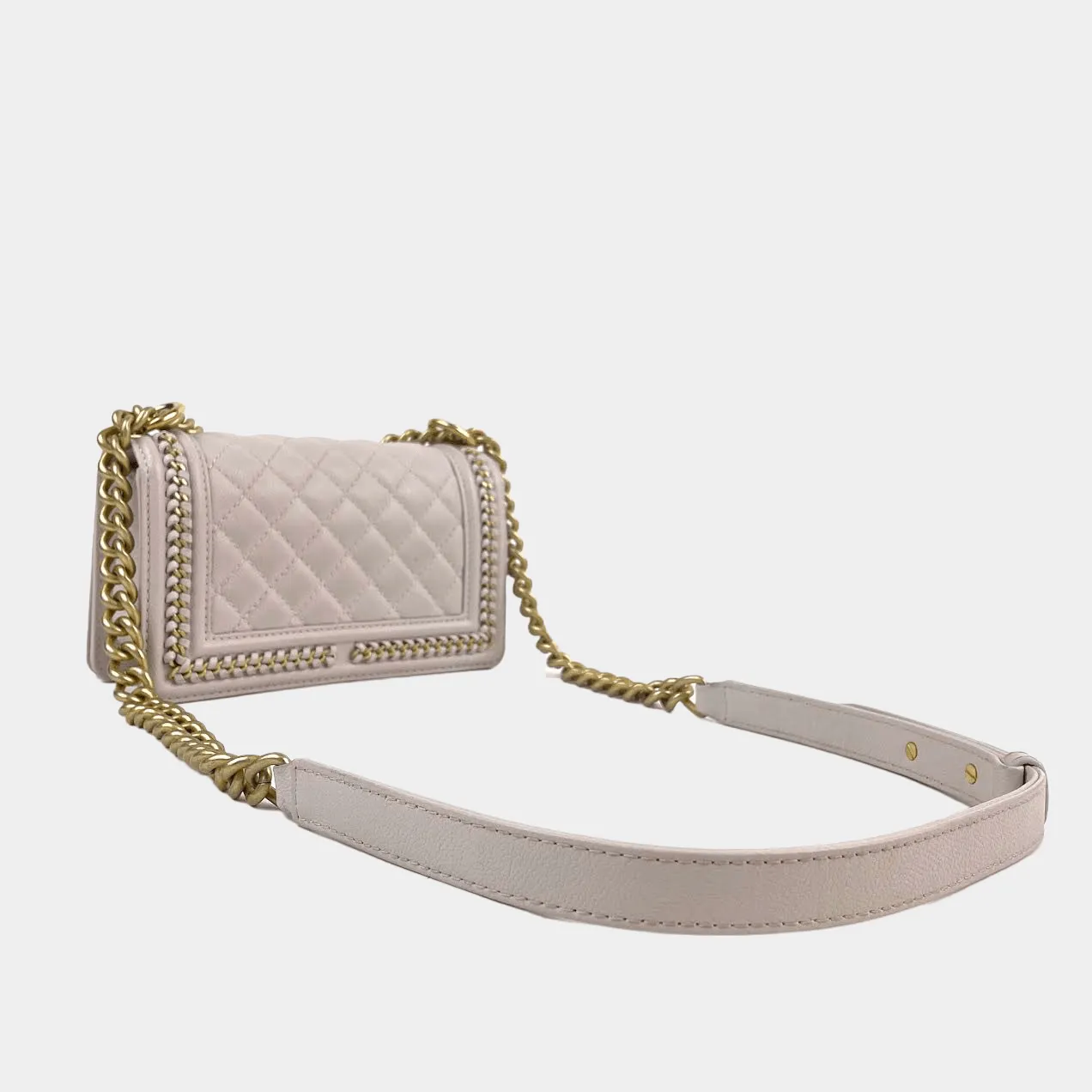 CHANEL 2021 - 2022 Small Boy "Braid Around" Bag Light Purple with Gold