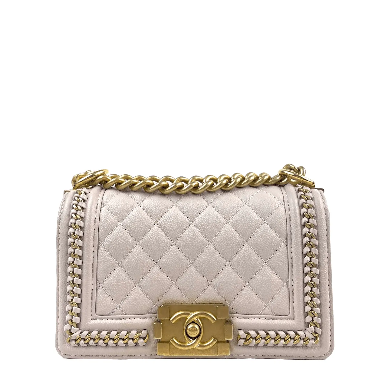 CHANEL 2021 - 2022 Small Boy "Braid Around" Bag Light Purple with Gold