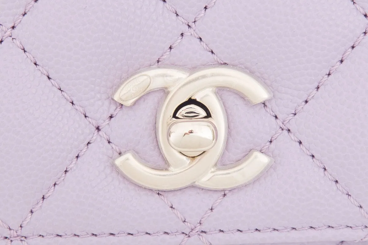 Chanel 2023/24  Purple Caviar Quilted Coco Handle Mini Flap