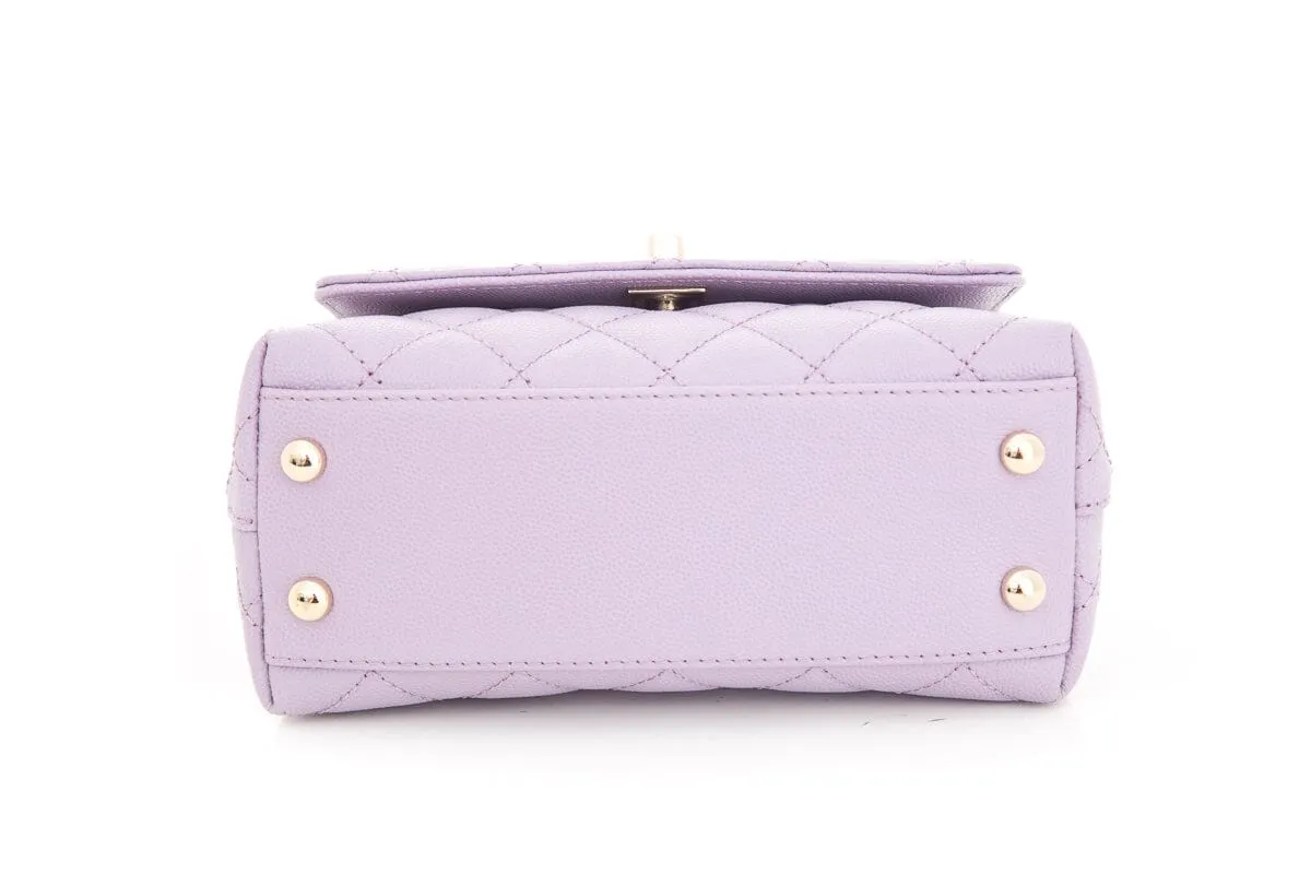 Chanel 2023/24  Purple Caviar Quilted Coco Handle Mini Flap