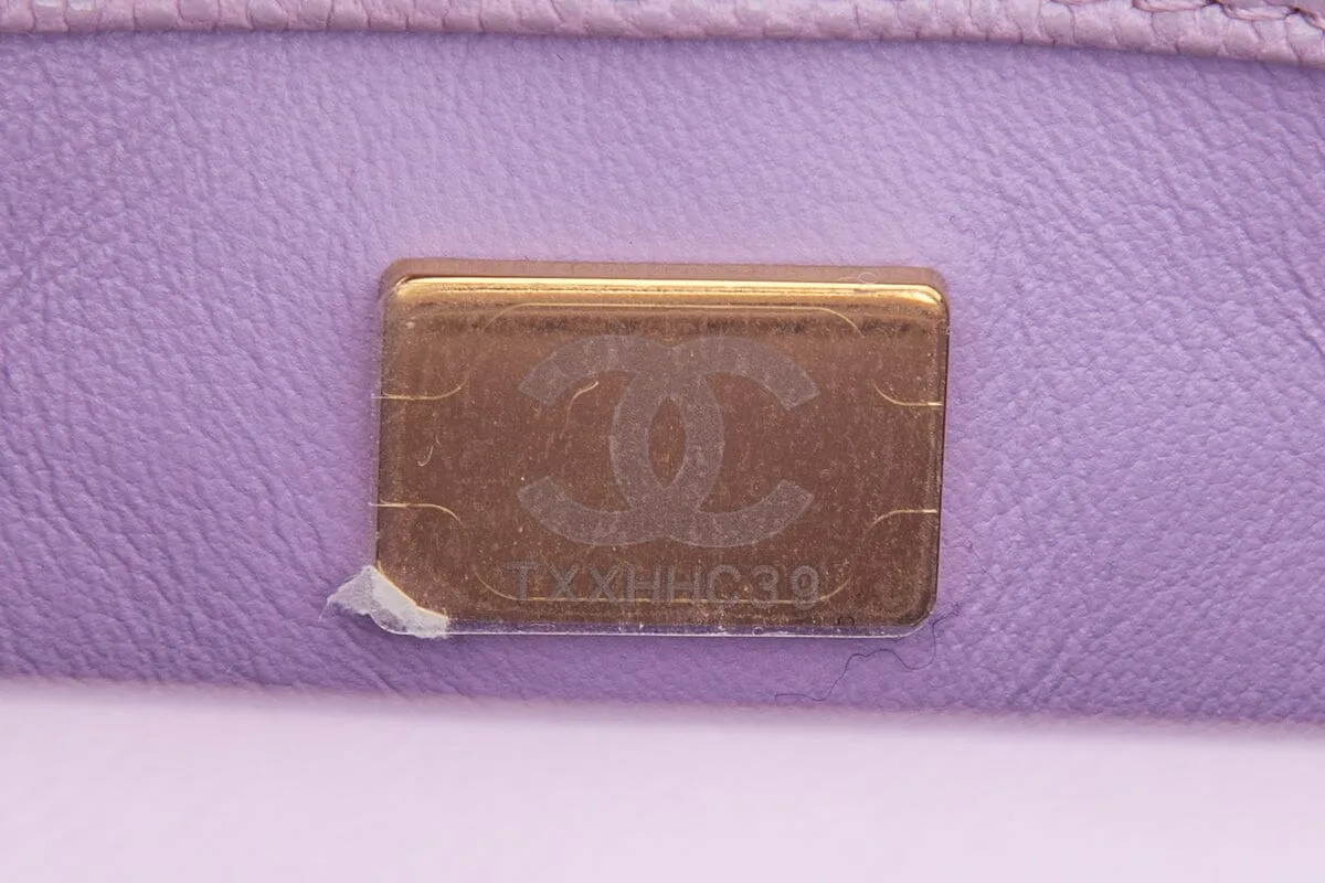 Chanel 2023/24  Purple Caviar Quilted Coco Handle Mini Flap