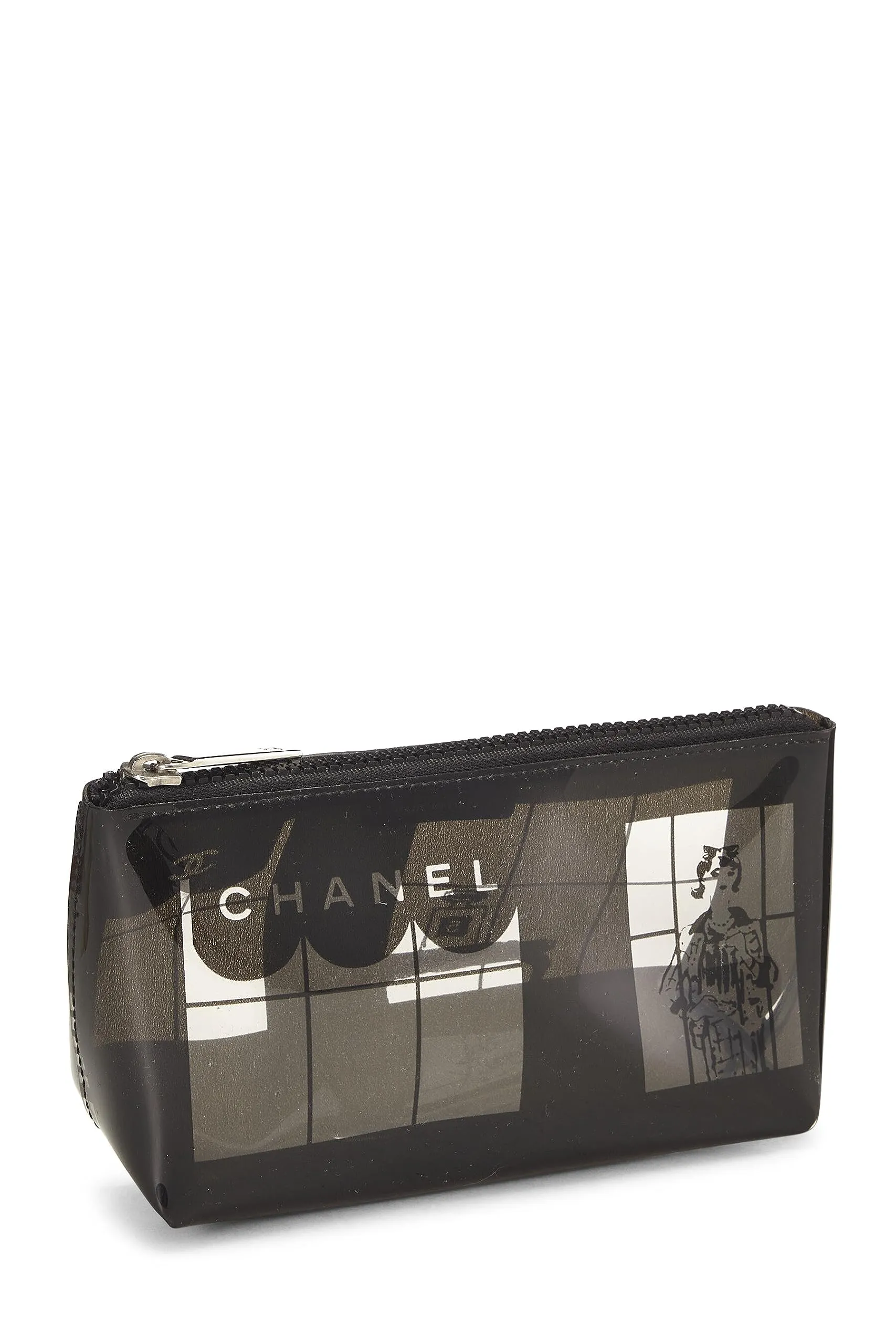 Chanel,  Clear & Black Vinyl Chanel Maison Pouch, Black