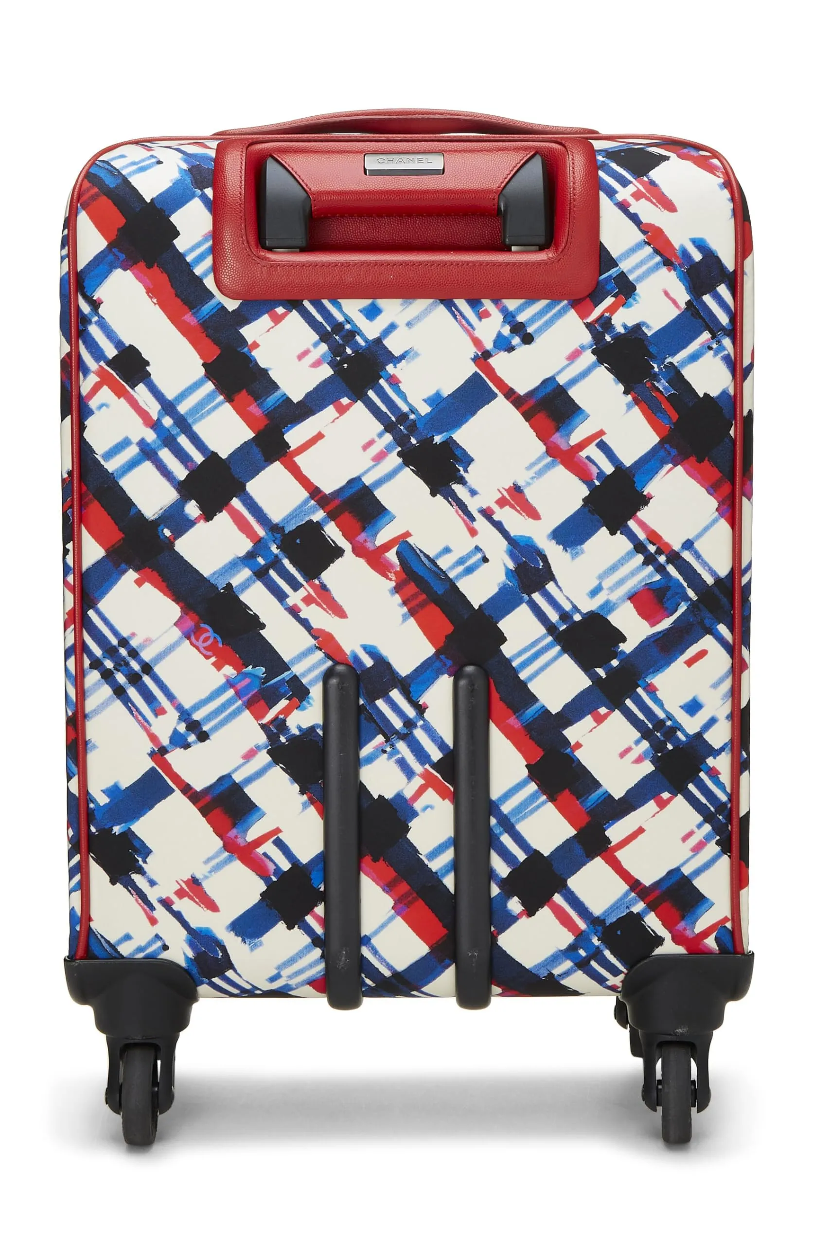 Chanel,  Multicolor Plaid Canvas Airlines Trolley, Red