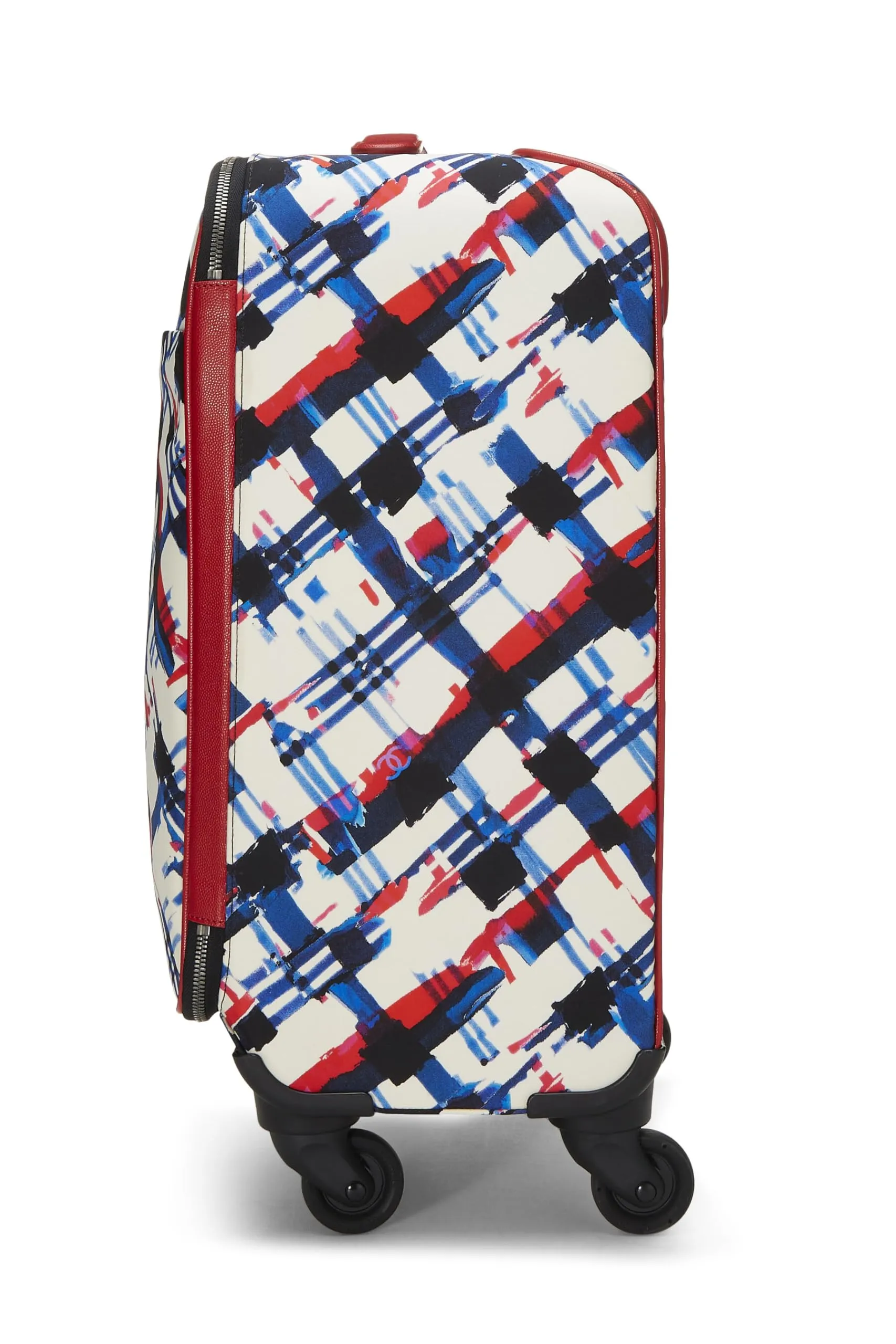 Chanel,  Multicolor Plaid Canvas Airlines Trolley, Red