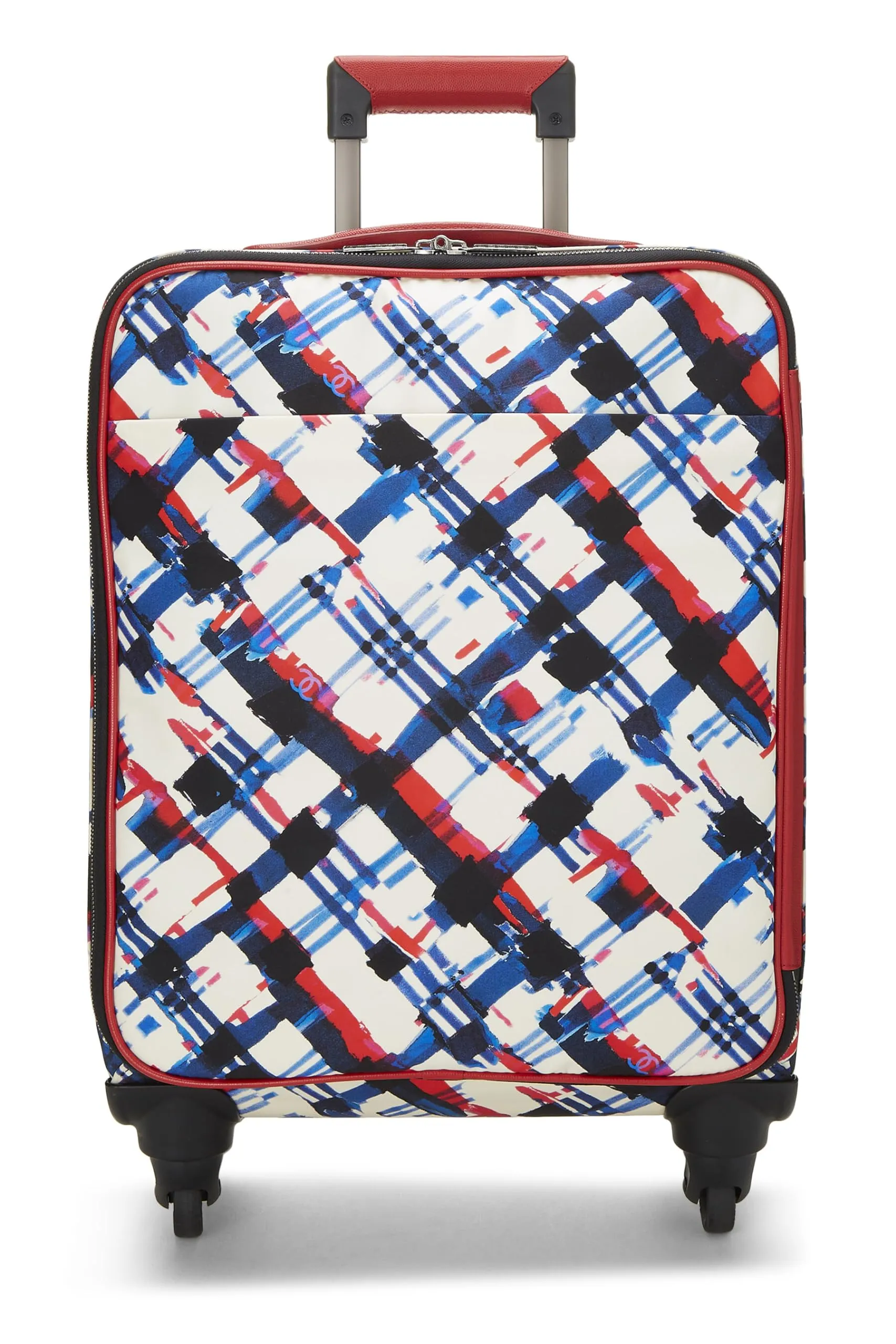 Chanel,  Multicolor Plaid Canvas Airlines Trolley, Red