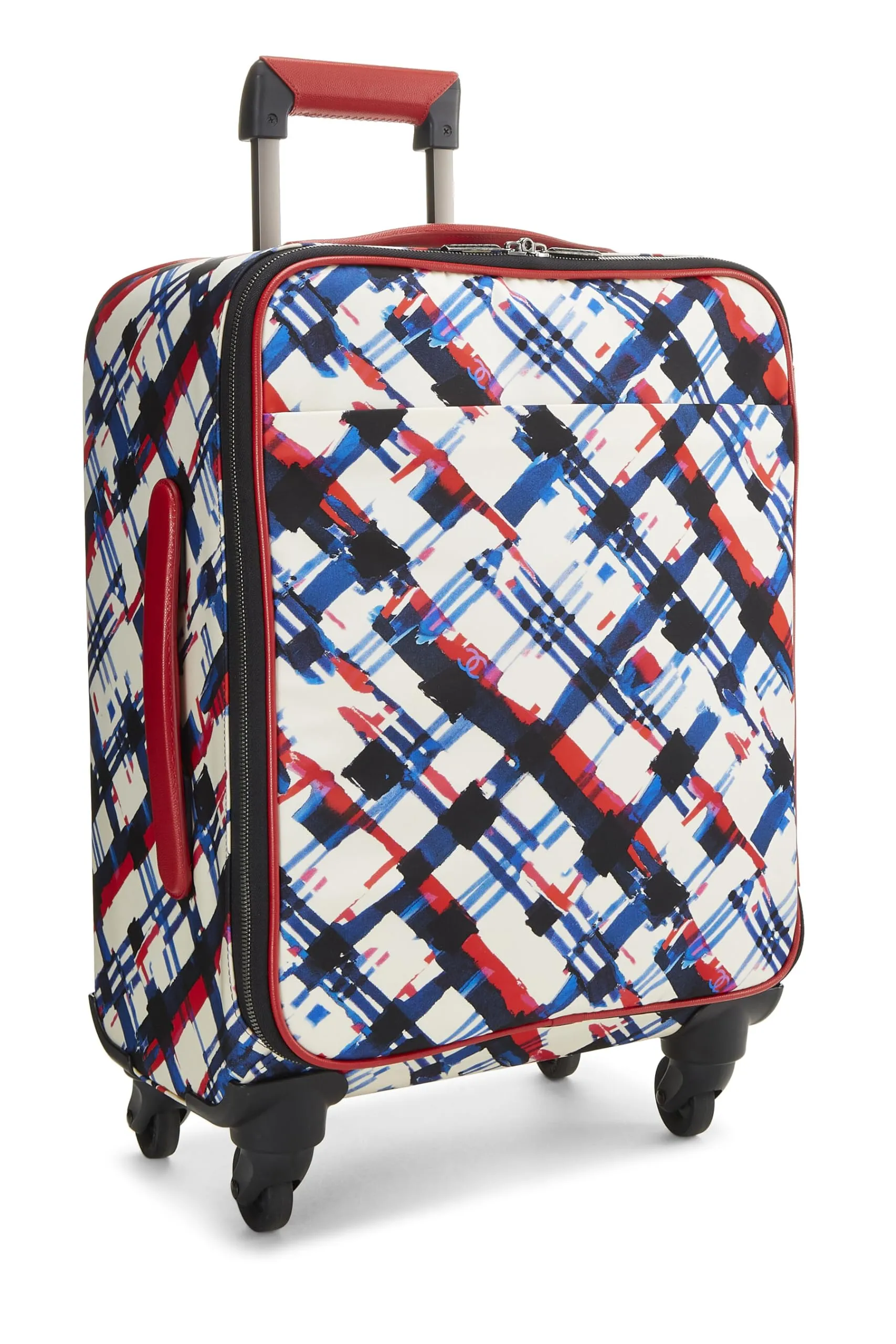 Chanel,  Multicolor Plaid Canvas Airlines Trolley, Red