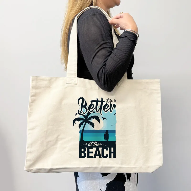 Ecobags Organic Canvas Beach Bag with Magnetic Lock