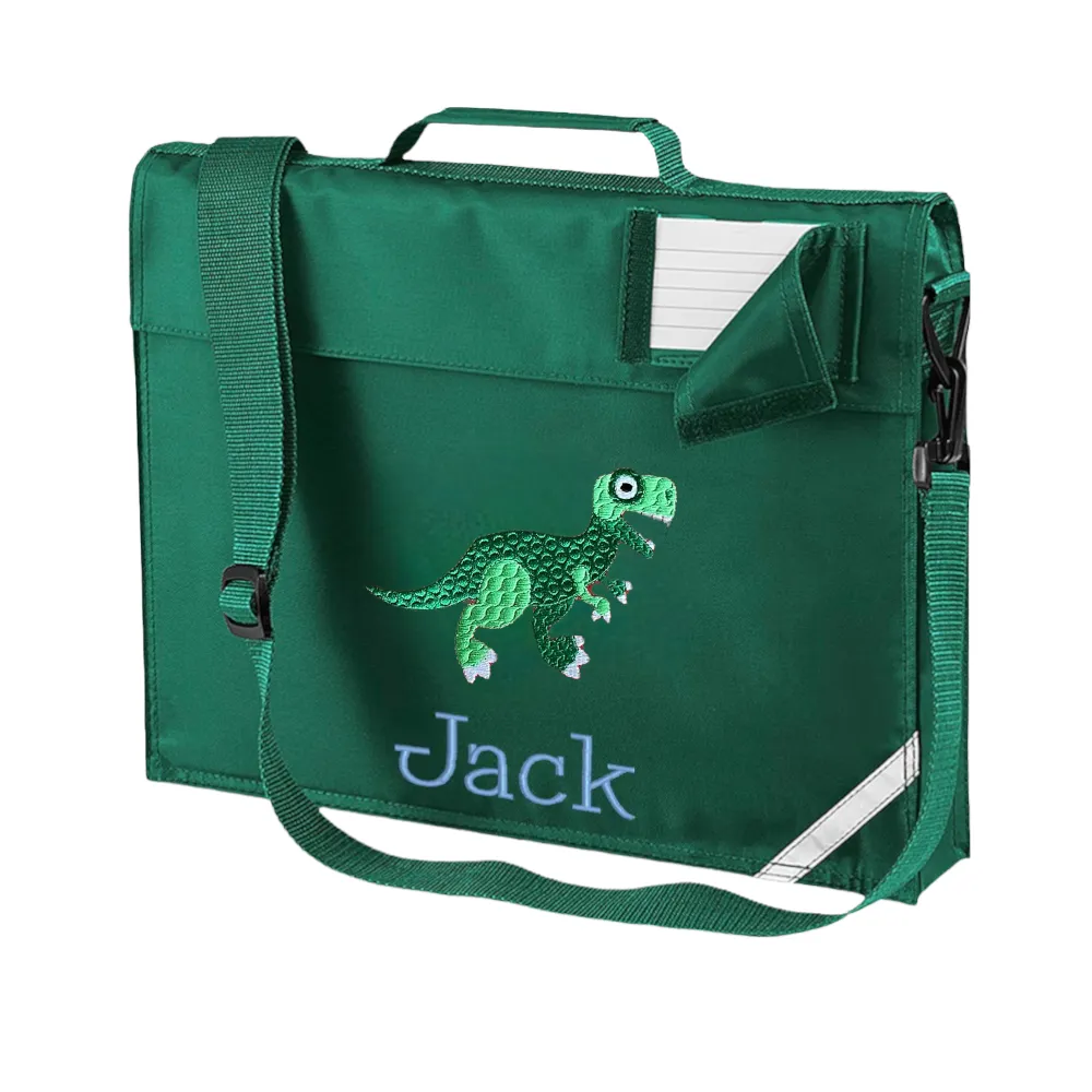 Embroidered Bookbag with strap - Dinosaur