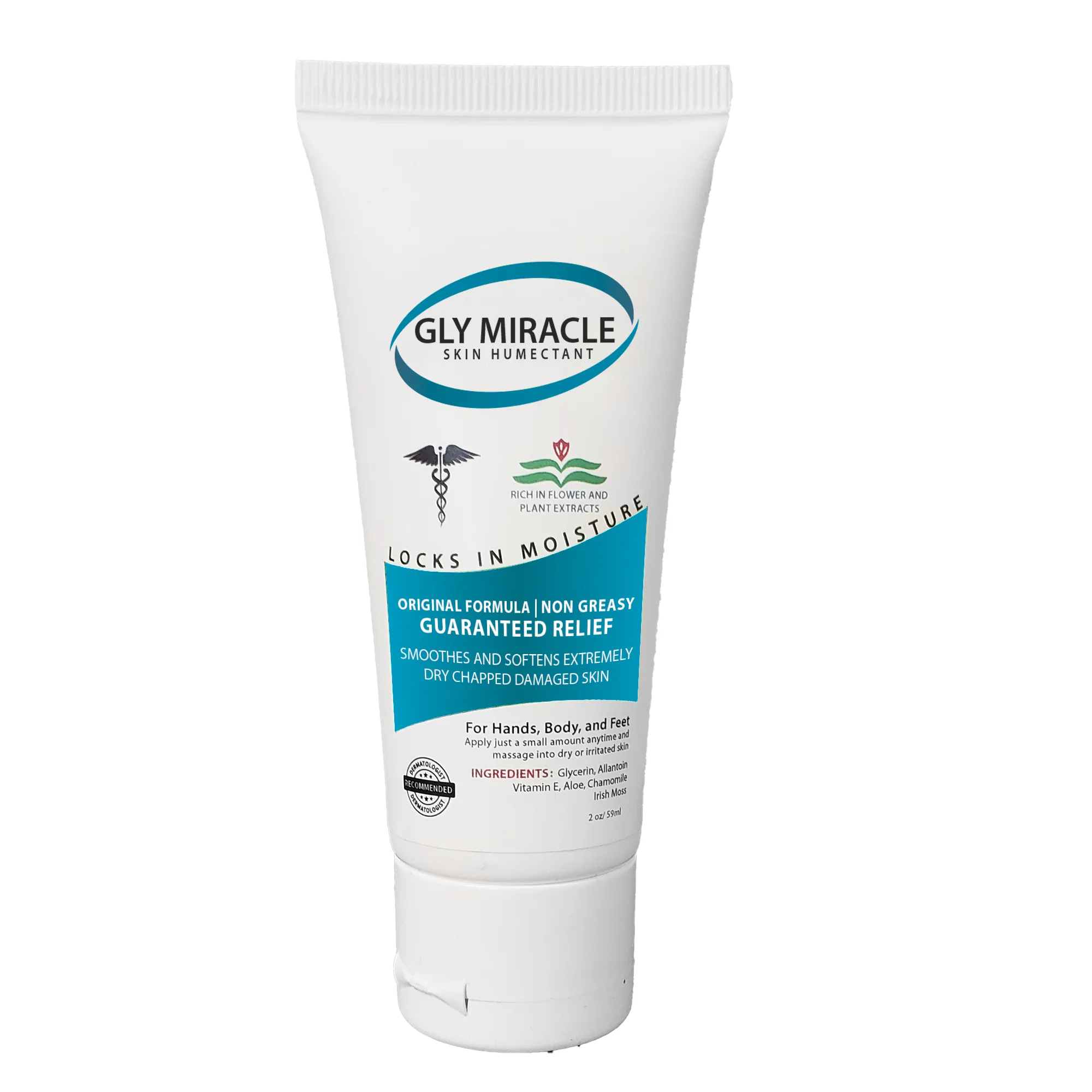 GLY MIRACLE Dry Skin Lotion – 2 oz tube | Light Fresh Scent | Deep, Non-Greasy Hydration for Dry, Cracked Hands, Cuticles & Feet