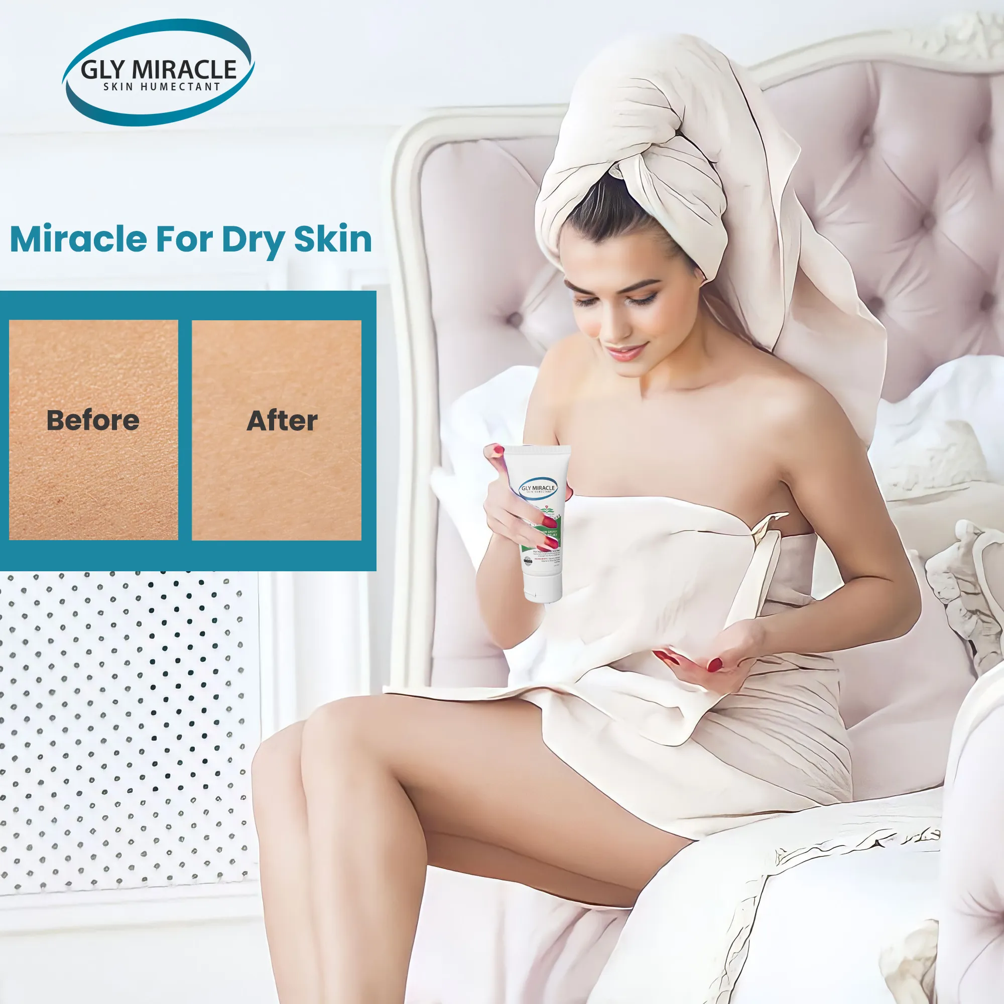 GLY MIRACLE Unscented Dry Skin Lotion – 2 oz Tube | Deep, Non-Greasy Hydration for Dry, Cracked Hands, Cuticles & Feet