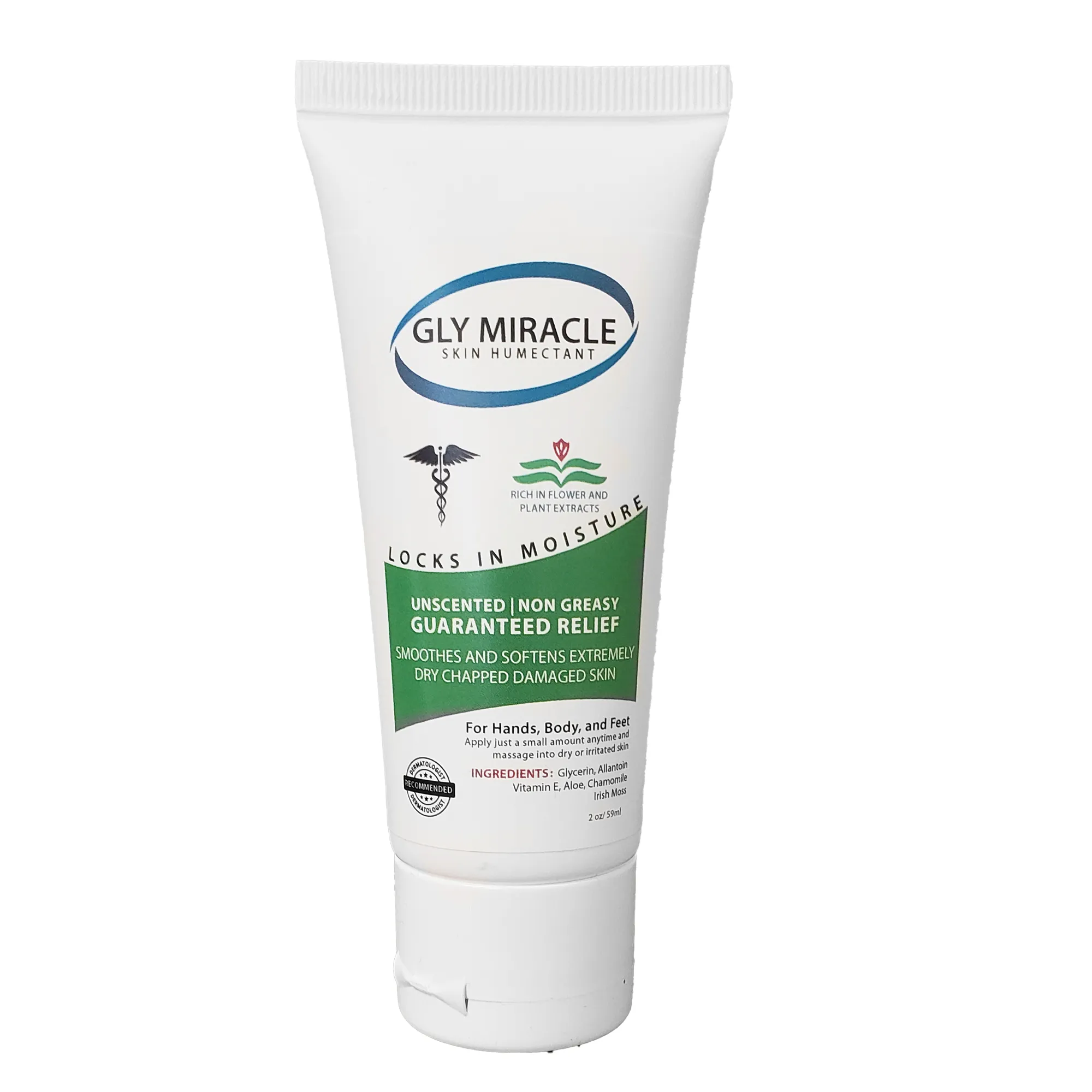 GLY MIRACLE Unscented Dry Skin Lotion – 2 oz Tube | Deep, Non-Greasy Hydration for Dry, Cracked Hands, Cuticles & Feet