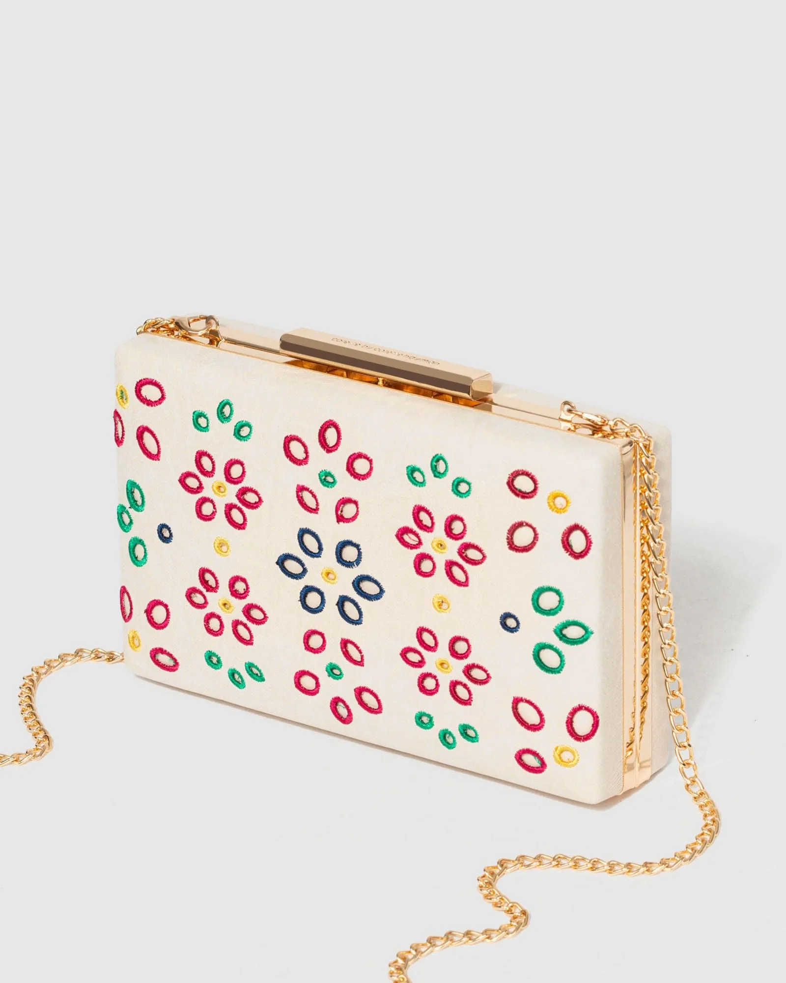 Ivory Jaimii Embroidered Clutch Bag